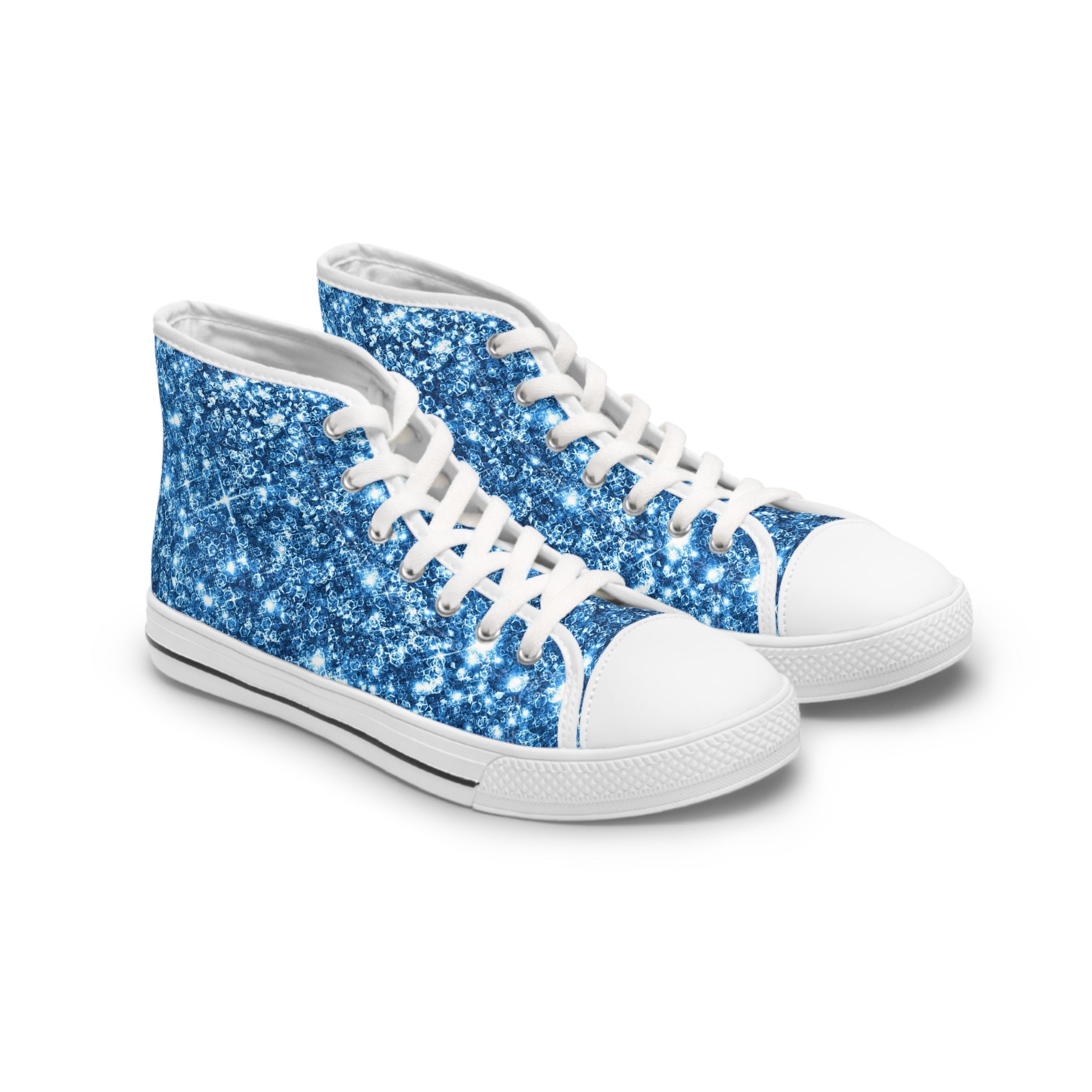 Sparkling Blue Print High Top Sneakers, Casual Footwear, Trendy Shoes, Gift for Her
