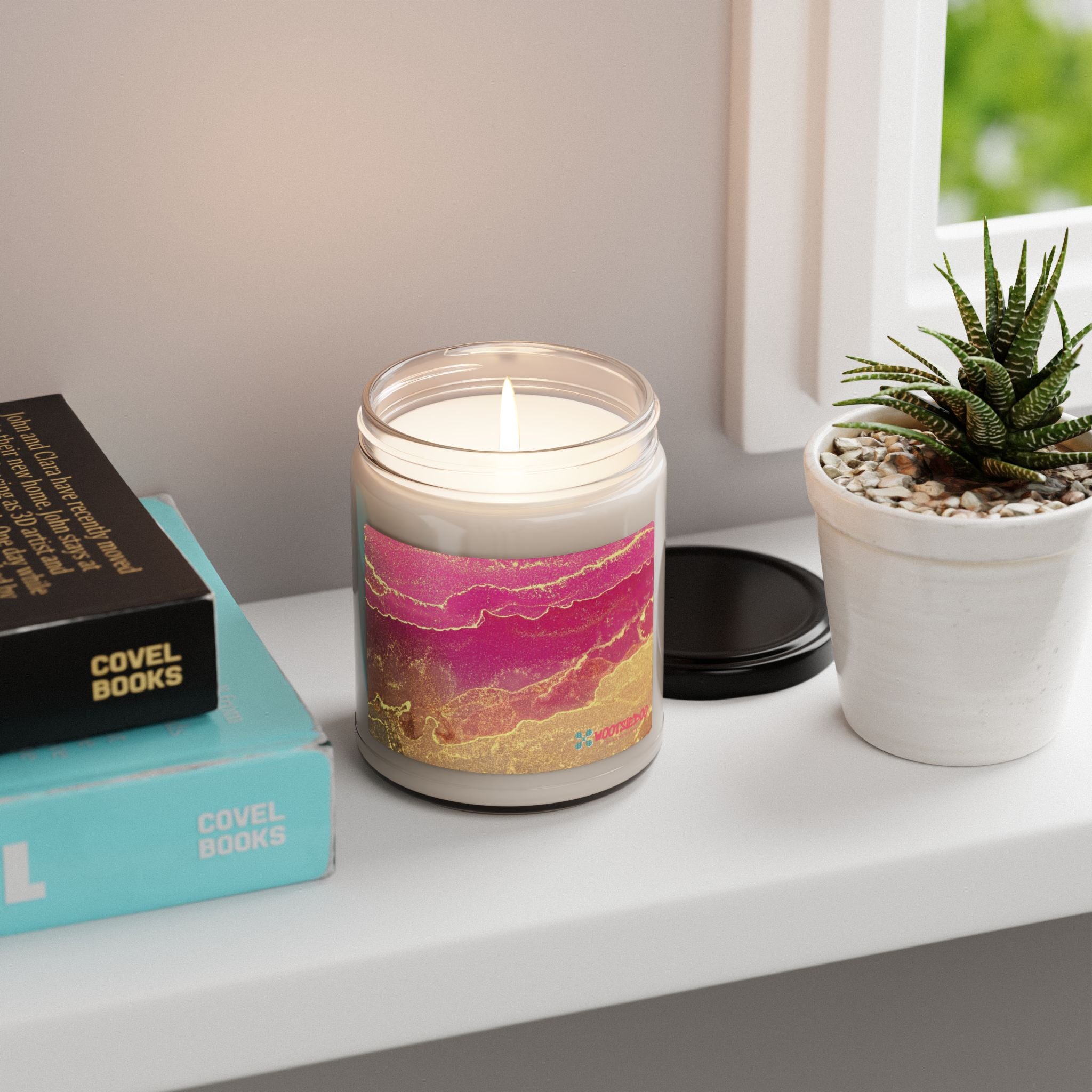 Soy Candle — Pink & Gold Marble Scented Jar (9 oz)