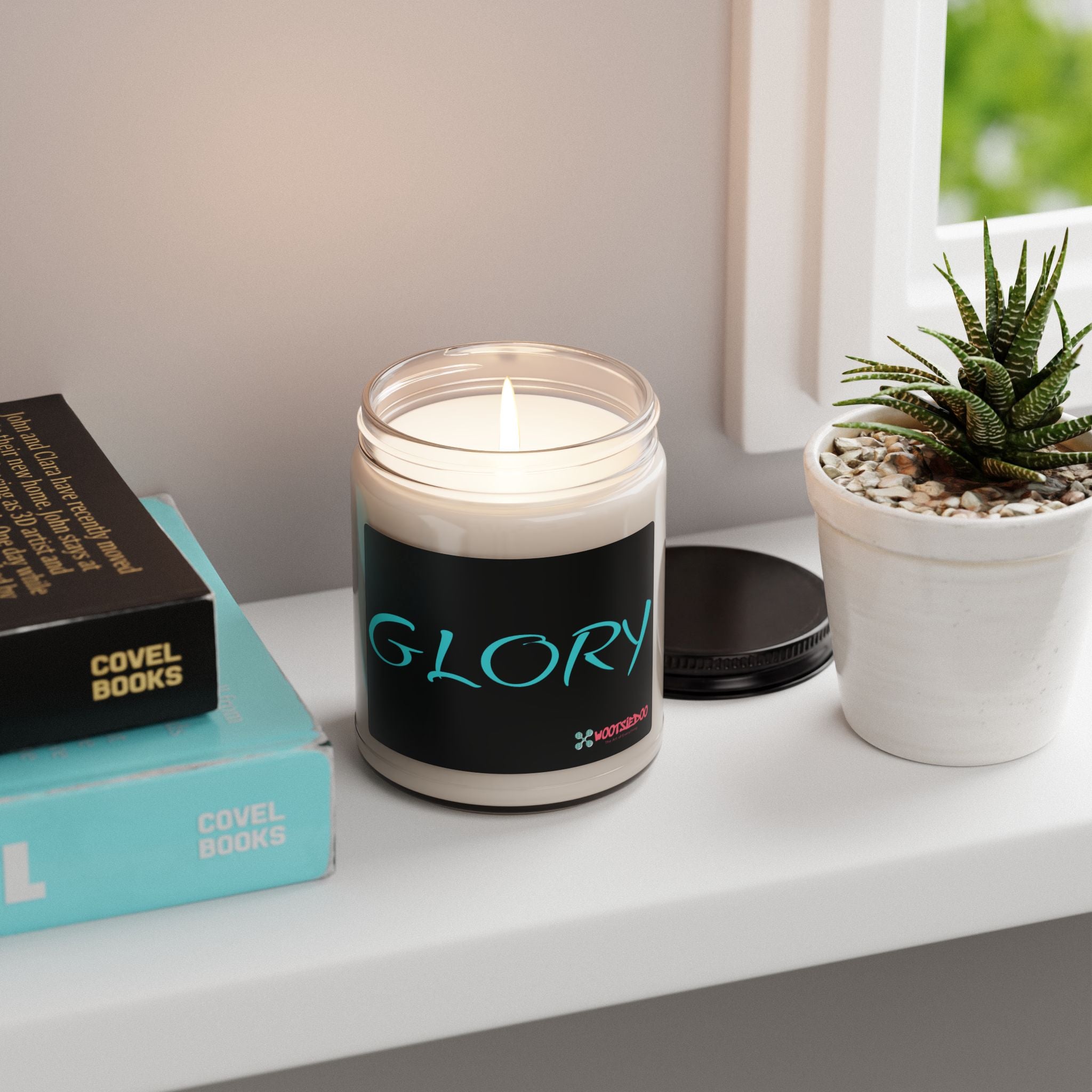 Glory Scented Soy Candle — 9oz Aromatherapy Jar (‘GLORY’ Design)
