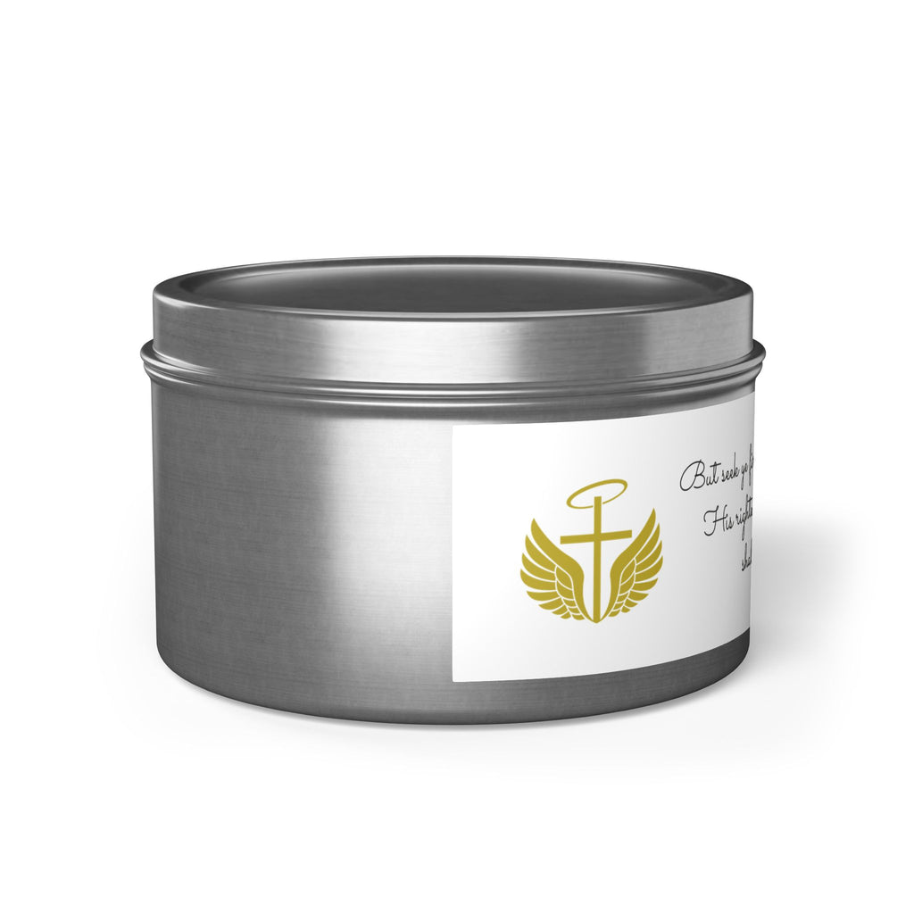Inspirational Faith Tin Candle — "Seek First the Kingdom" Scented Candle