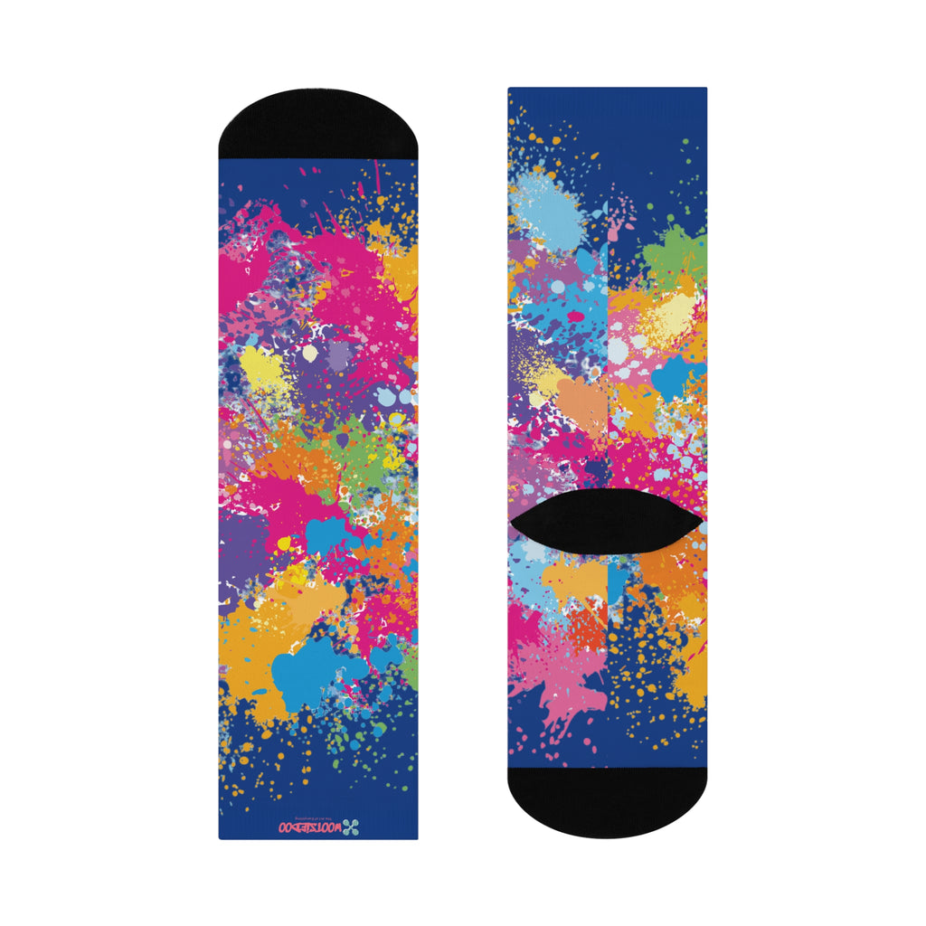 Cushioned Crew Socks, Fun Splash of Paint, Artsy Wootsiedoo Logo, Gift idea