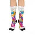 Cushioned Crew Socks, Fun Splash of Paint, Artsy Wootsiedoo Logo, Gift idea