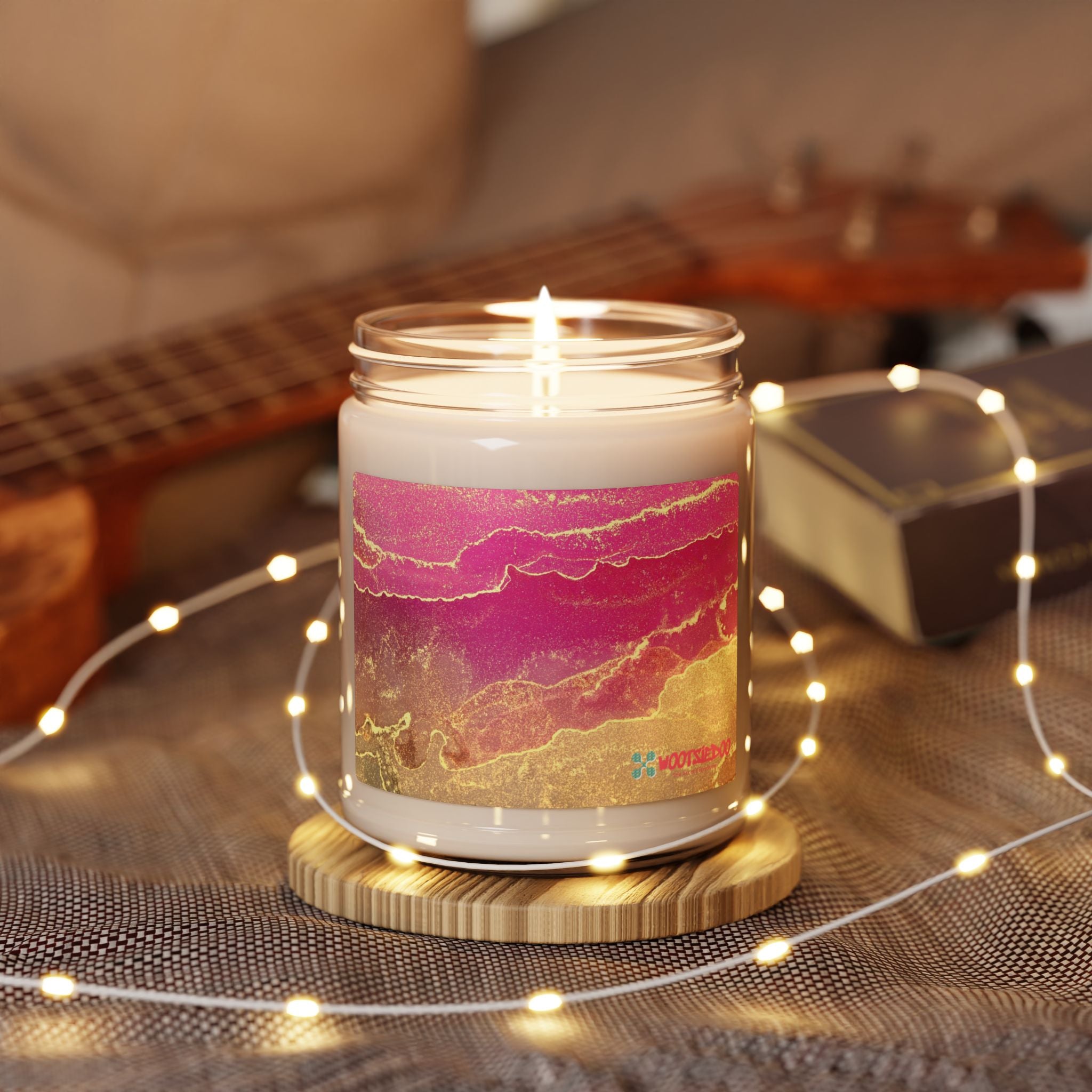 Soy Candle — Pink & Gold Marble Scented Jar (9 oz)