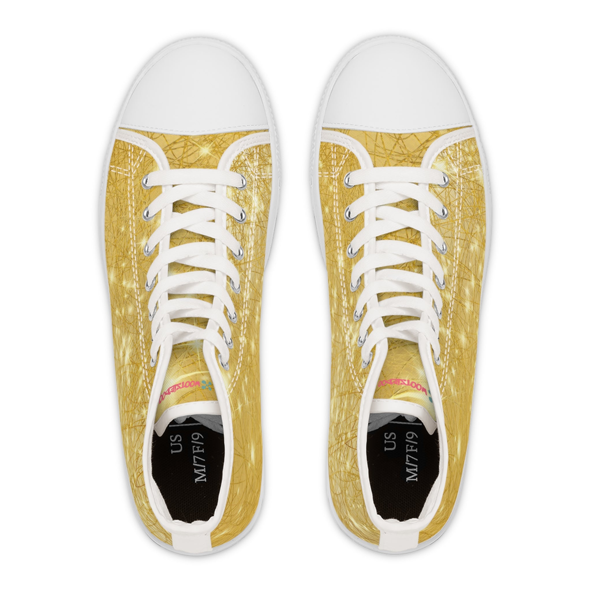Sparkling Gold Print High Top Sneakers, Fashion Statement, Trendy Gift for Her