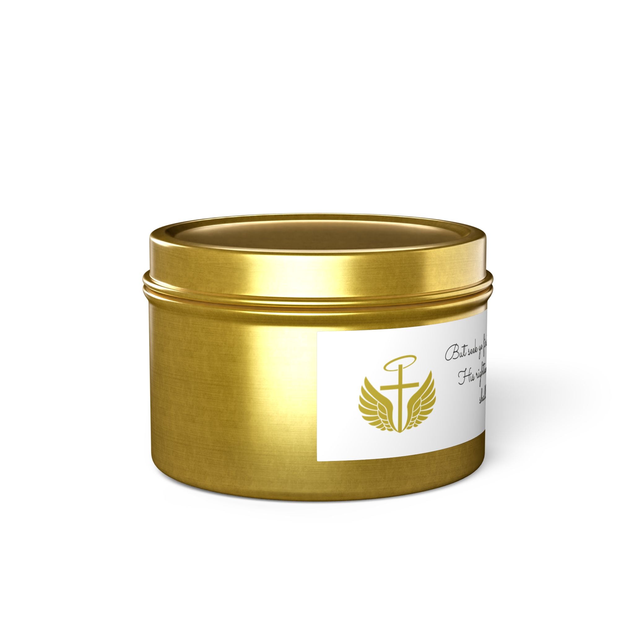 Inspirational Faith Tin Candle — "Seek First the Kingdom" Scented Candle