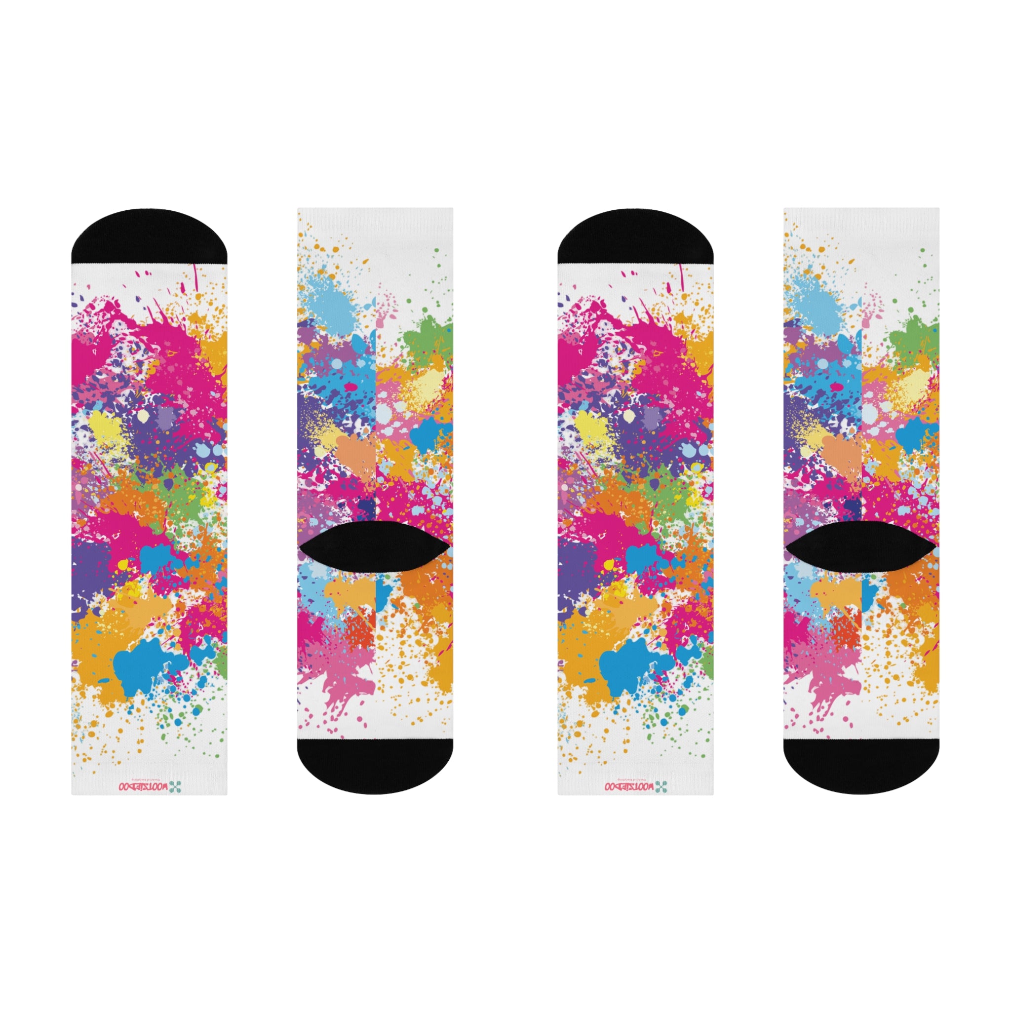 Cushioned Crew Socks, Fun Splash of Paint, Artsy Wootsiedoo Logo, Gift idea