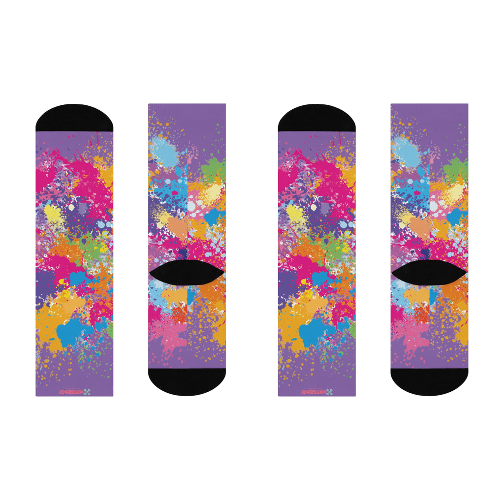 Cushioned Crew Socks, Fun Splash of Paint, Artsy Wootsiedoo Logo, Gift idea