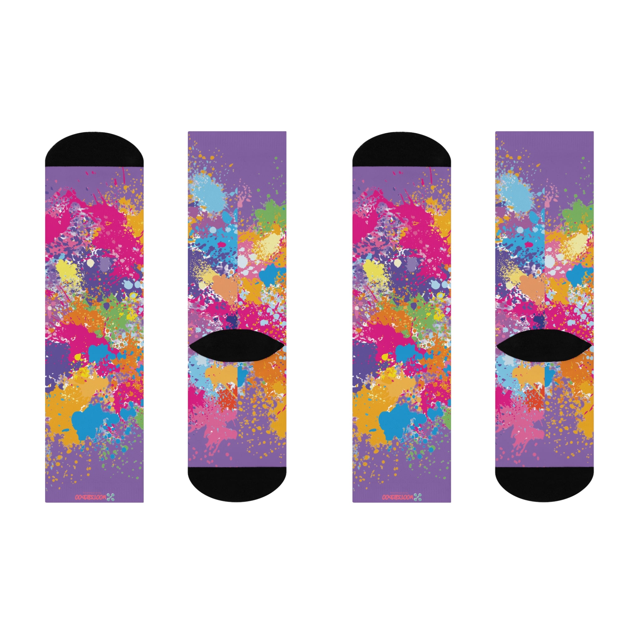 Cushioned Crew Socks, Fun Splash of Paint, Artsy Wootsiedoo Logo, Gift idea