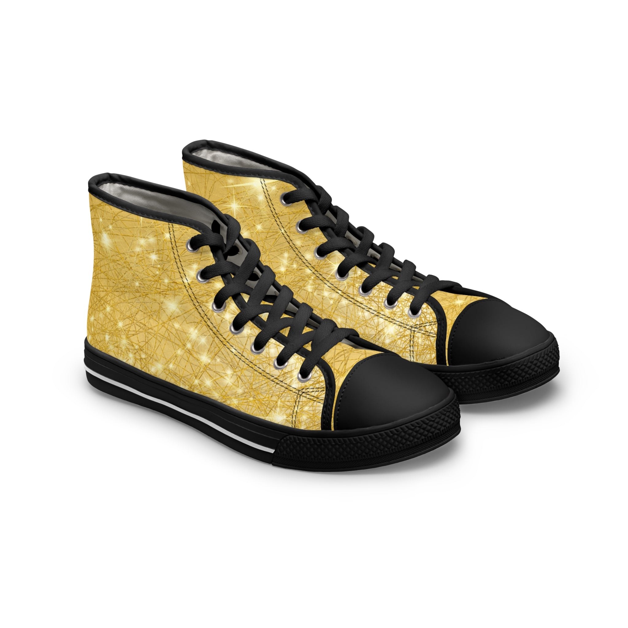 Sparkling Gold Print High Top Sneakers, Fashion Statement, Trendy Gift for Her