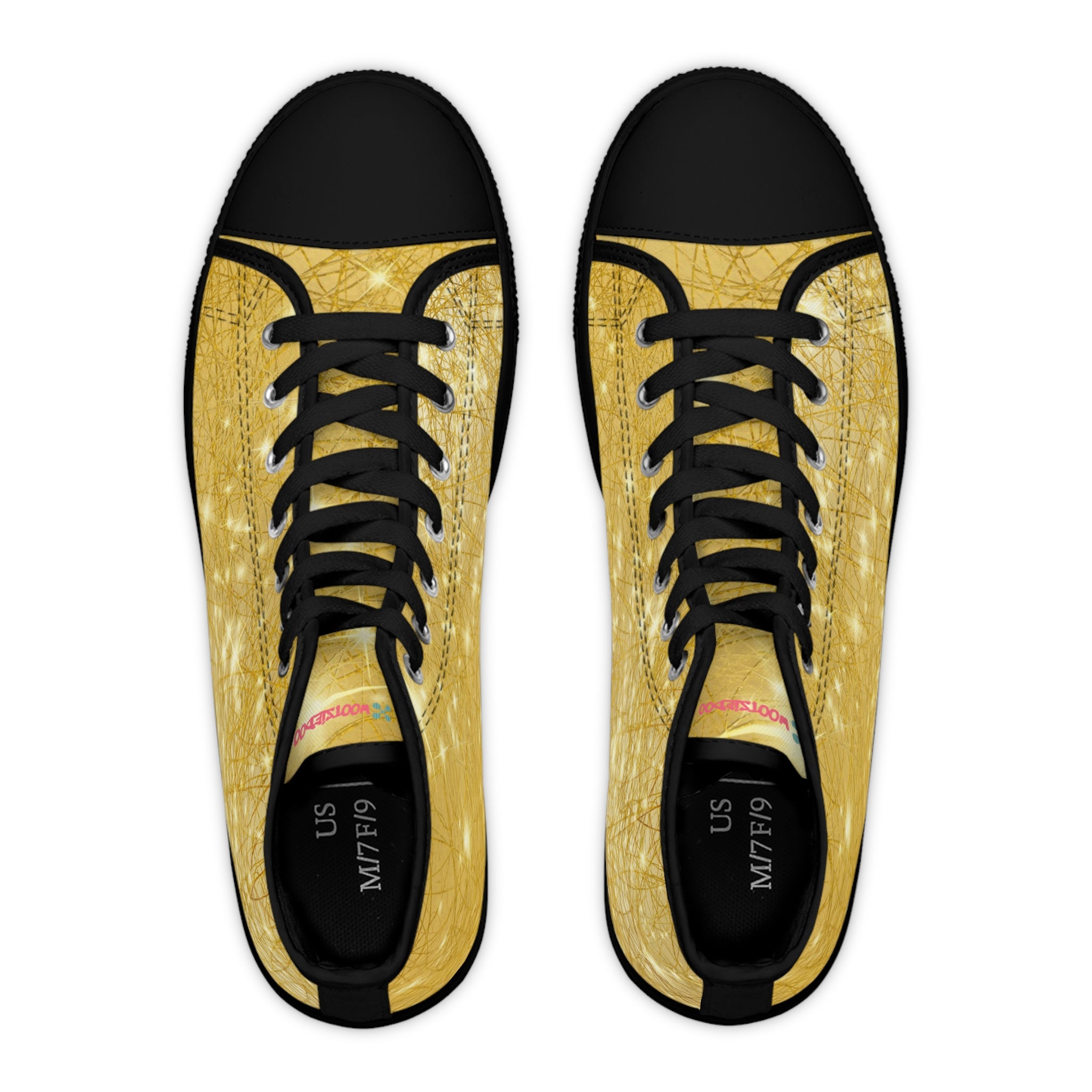Sparkling Gold Print High Top Sneakers, Fashion Statement, Trendy Gift for Her