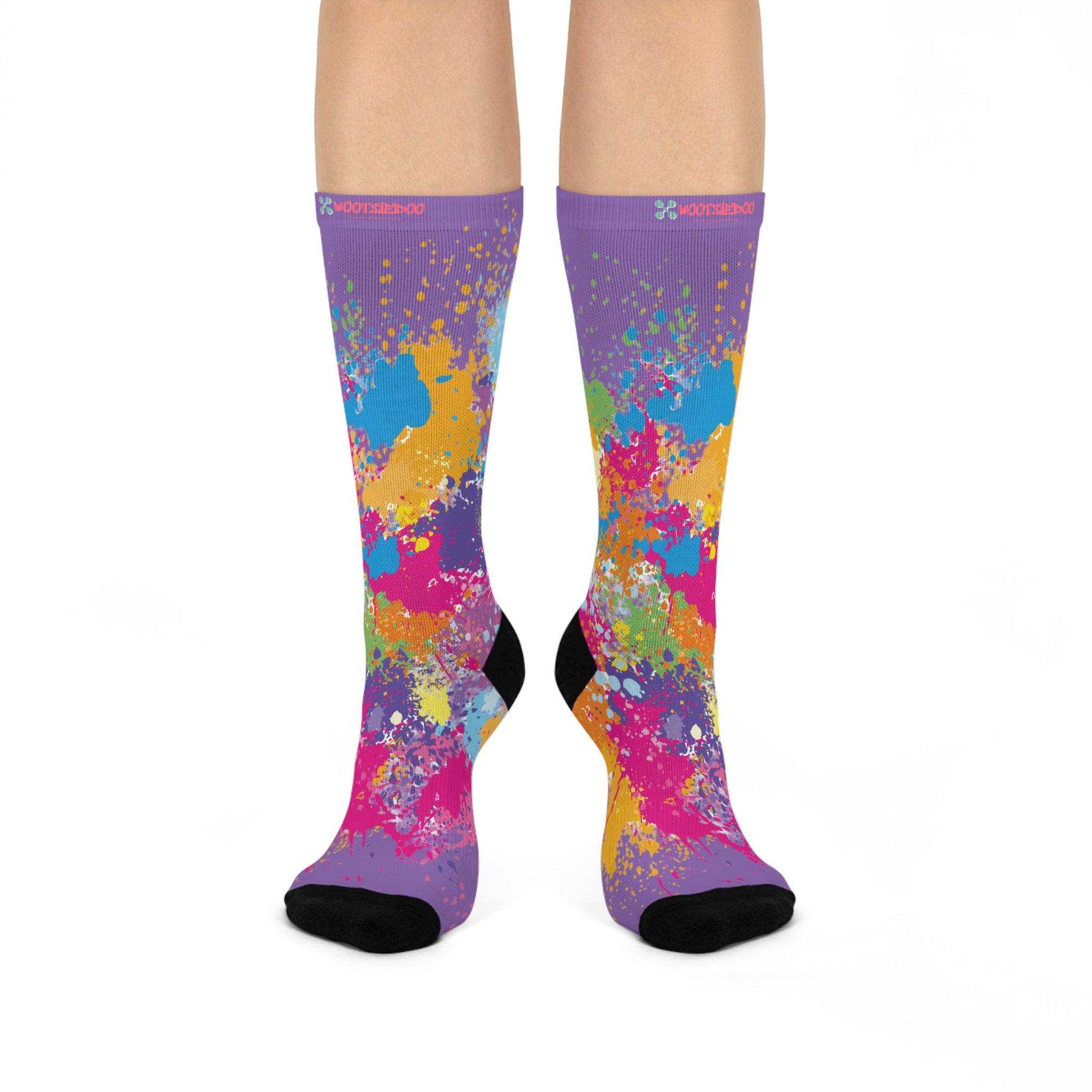 Cushioned Crew Socks, Fun Splash of Paint, Artsy Wootsiedoo Logo, Gift idea