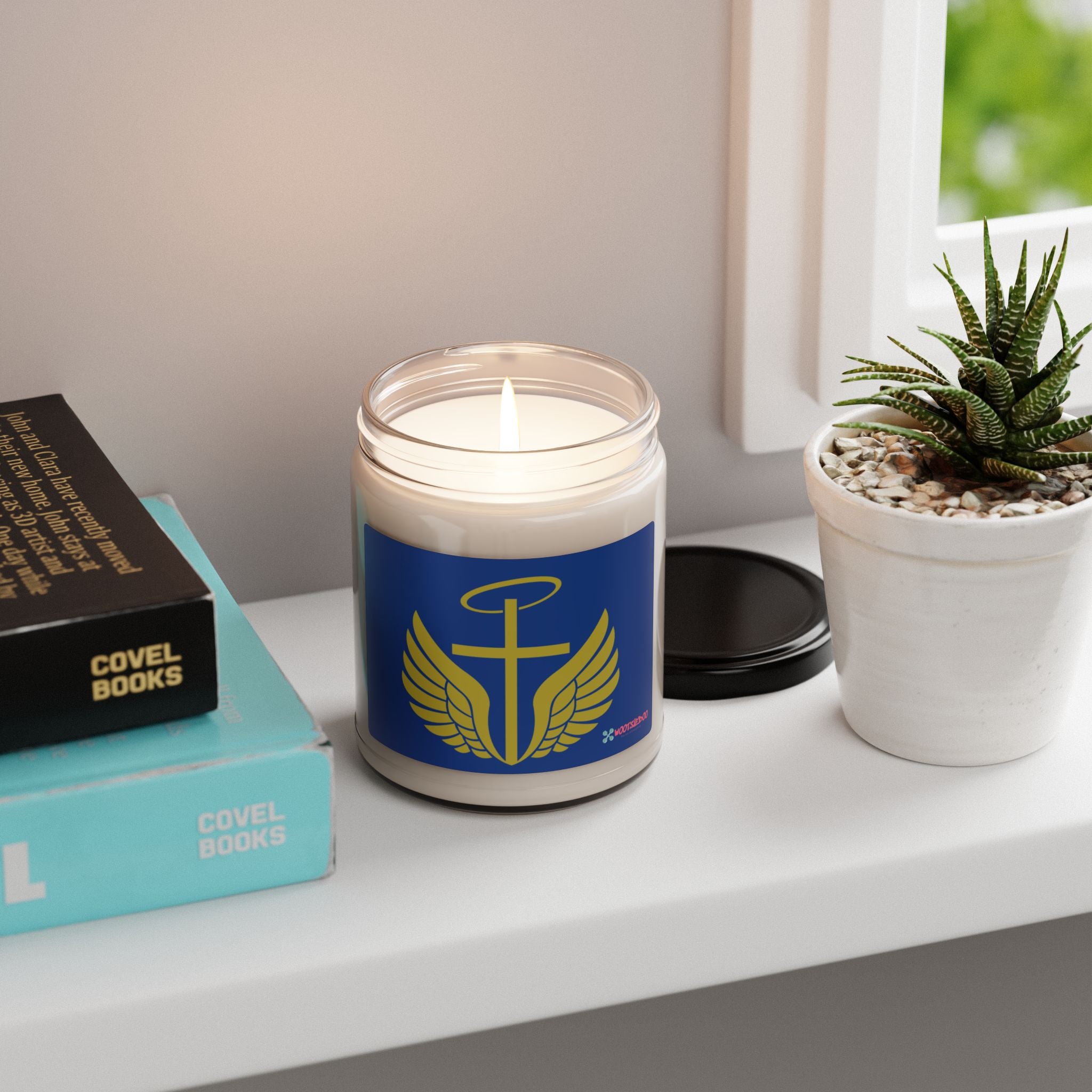 Angel Wings & Cross Soy Candle — 9oz Scented Jar (Spiritual Gift)
