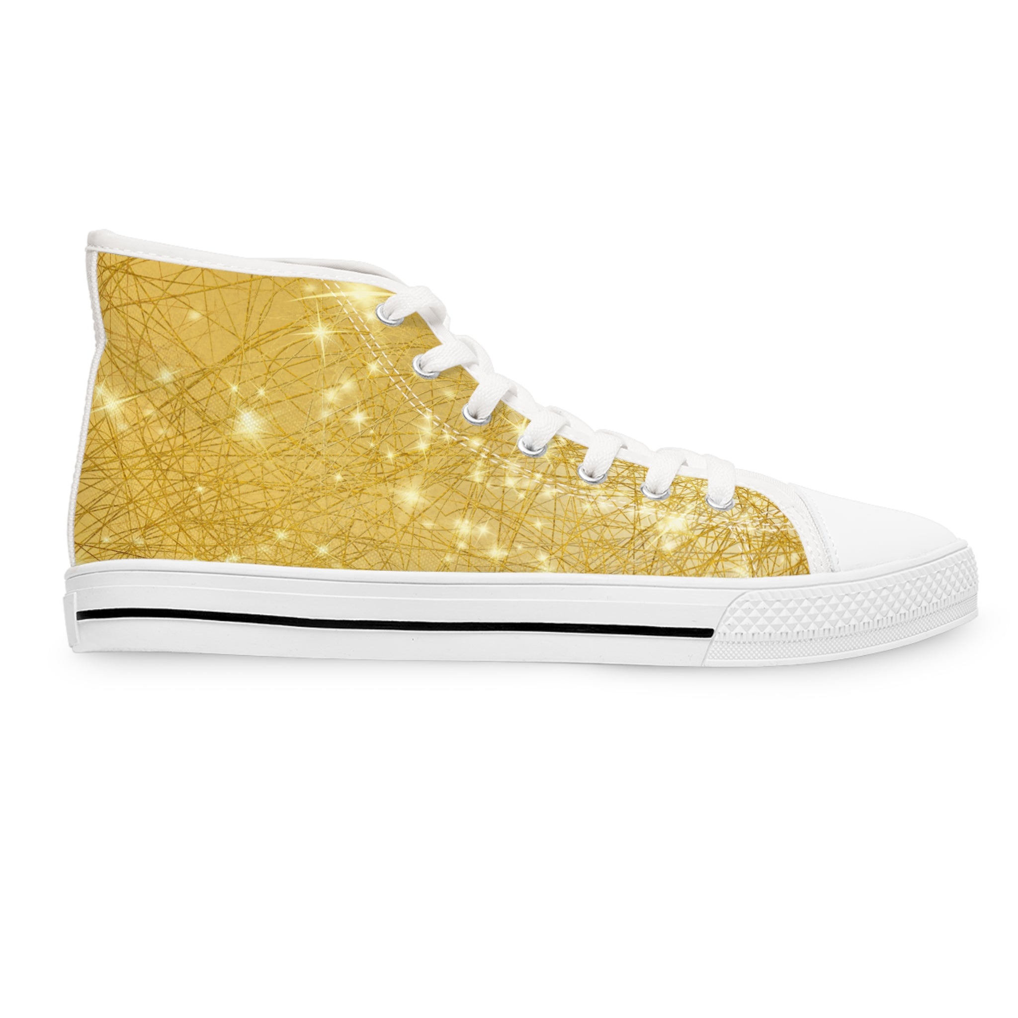 Sparkling Gold Print High Top Sneakers, Fashion Statement, Trendy Gift for Her