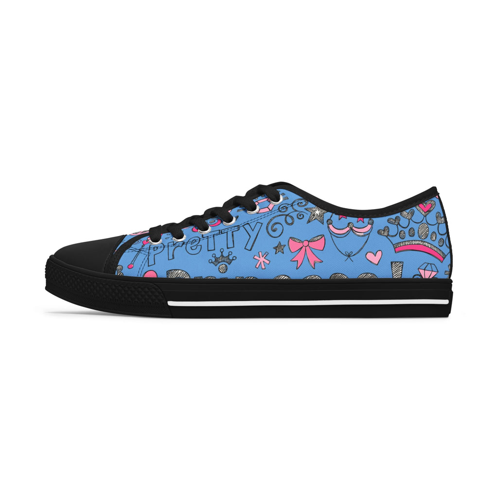 Blue 'Princess' Low Top Sneakers — Cute Girly Casual Shoes for Kids & Teens