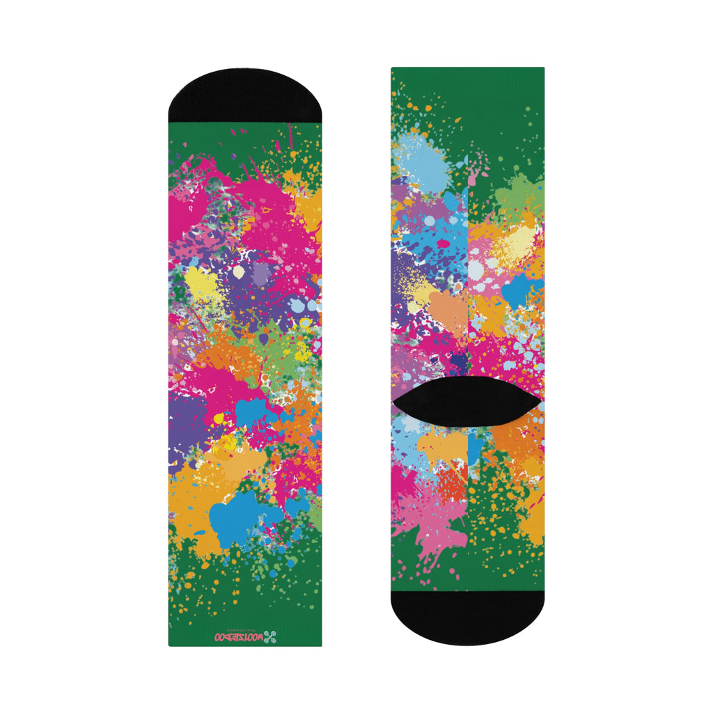 Cushioned Crew Socks, Fun Splash of Paint, Artsy Wootsiedoo Logo, Gift idea