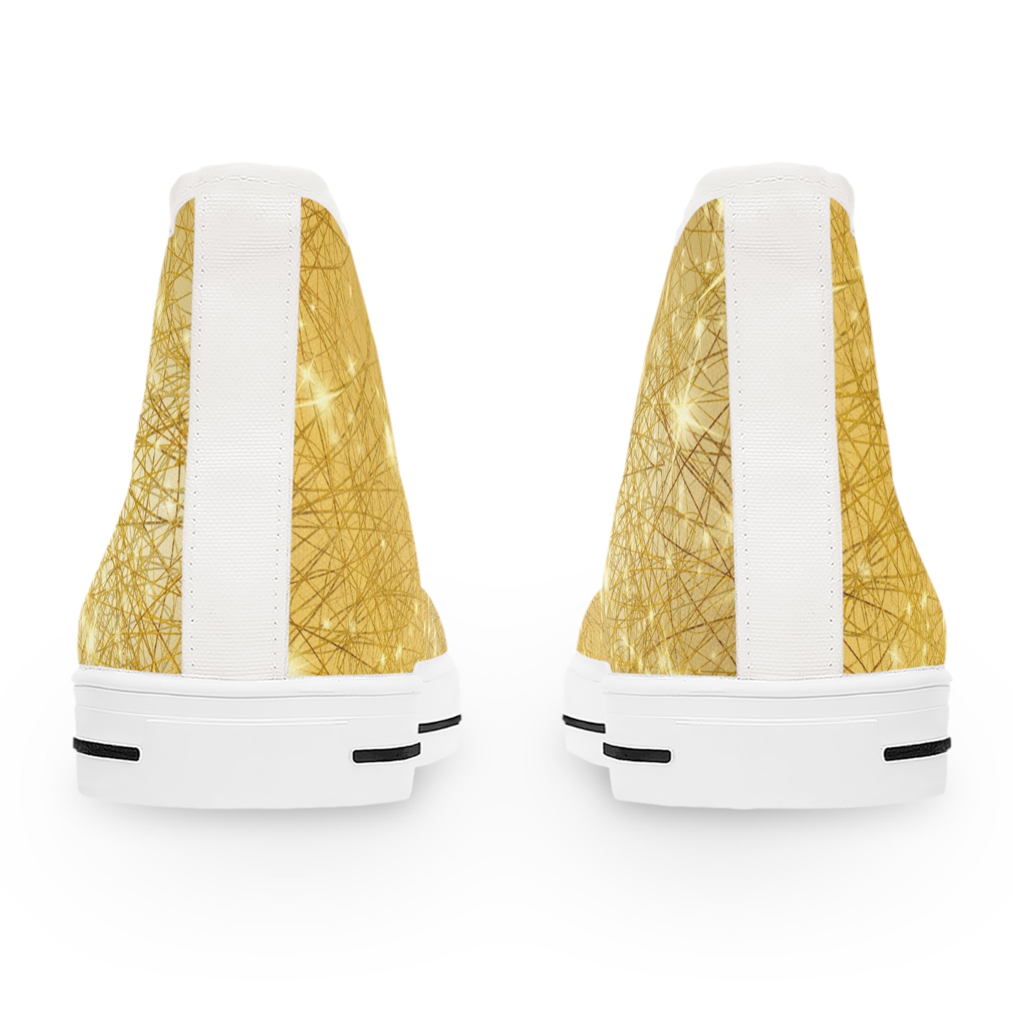 Sparkling Gold Print High Top Sneakers, Fashion Statement, Trendy Gift for Her