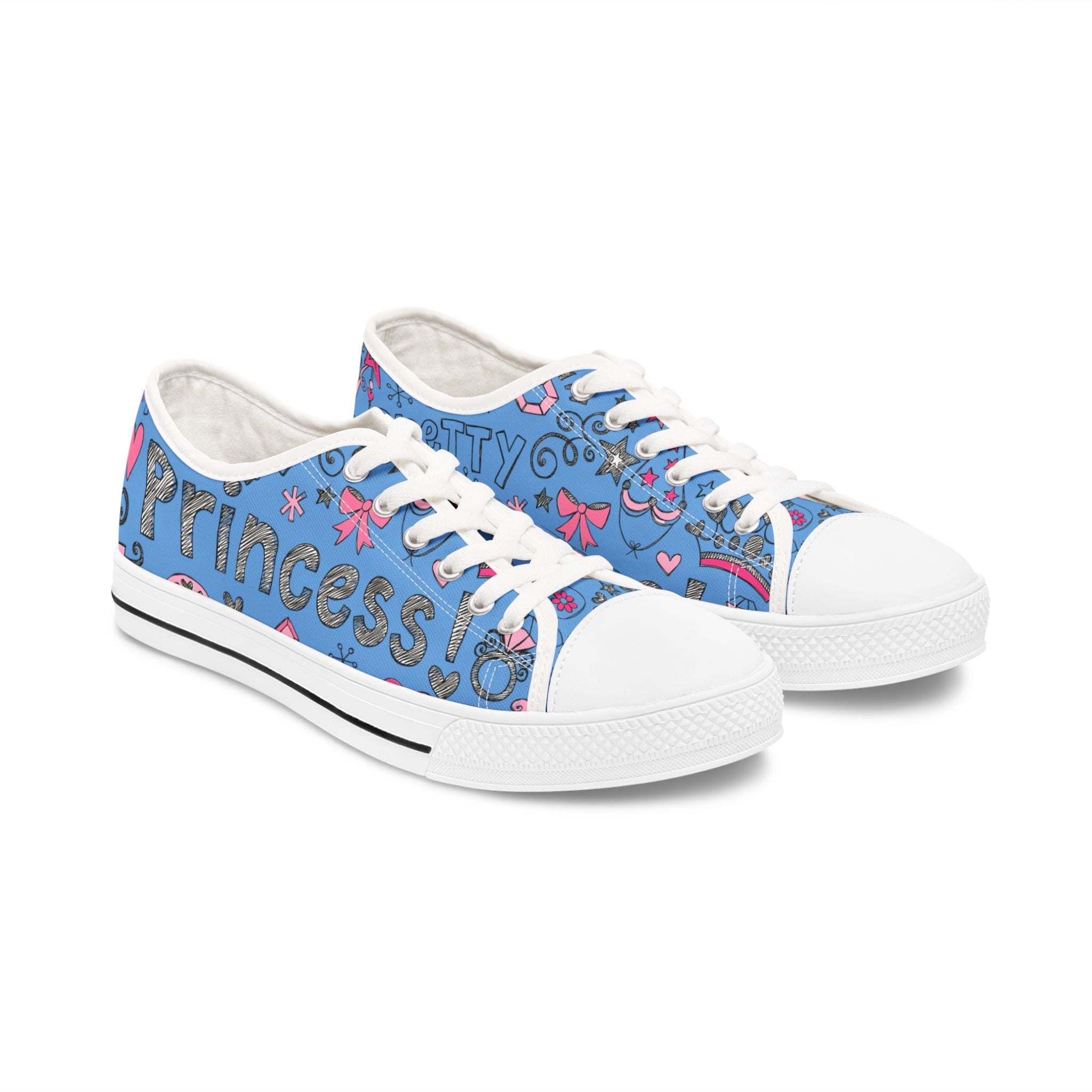 Blue 'Princess' Low Top Sneakers — Cute Girly Casual Shoes for Kids & Teens