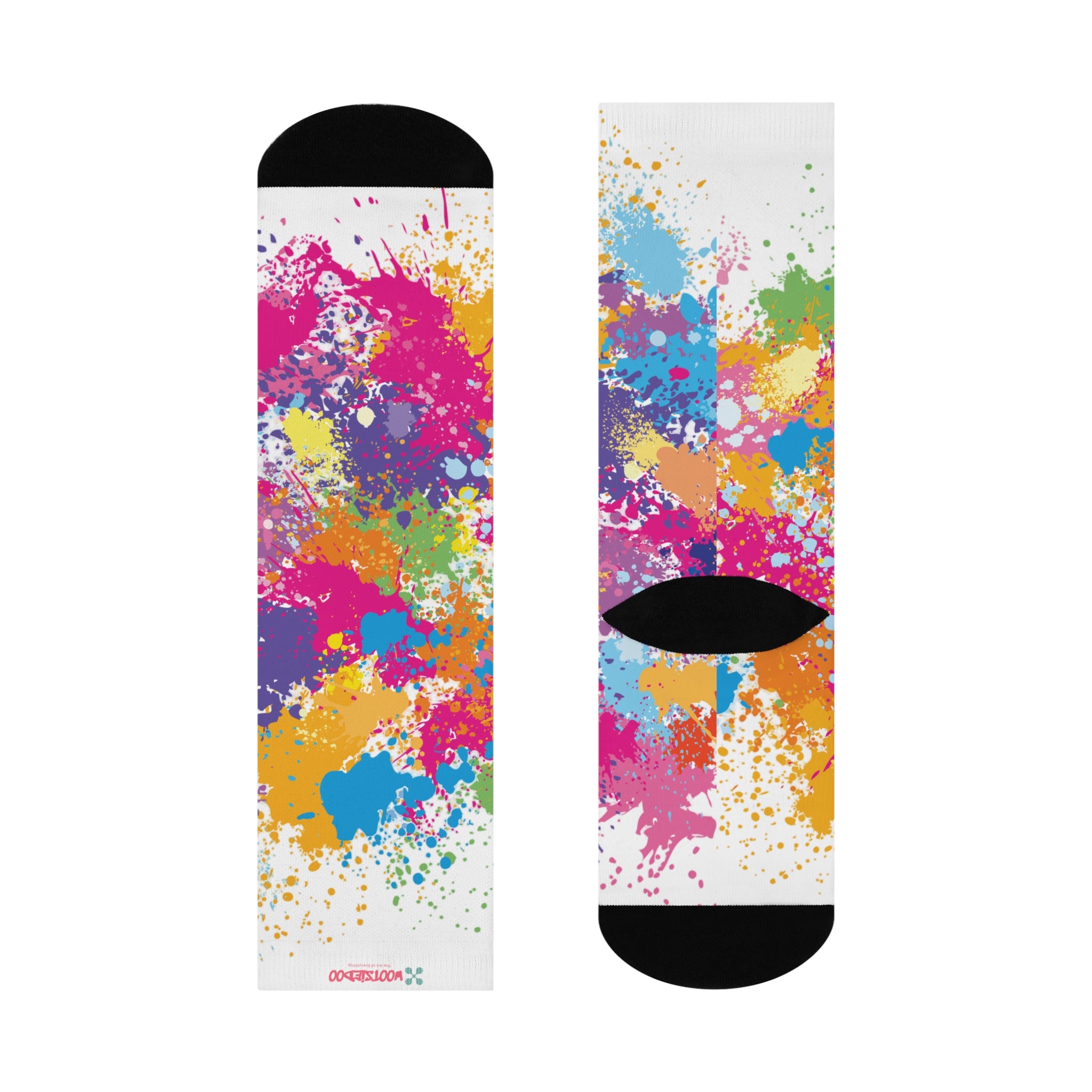 Cushioned Crew Socks, Fun Splash of Paint, Artsy Wootsiedoo Logo, Gift idea