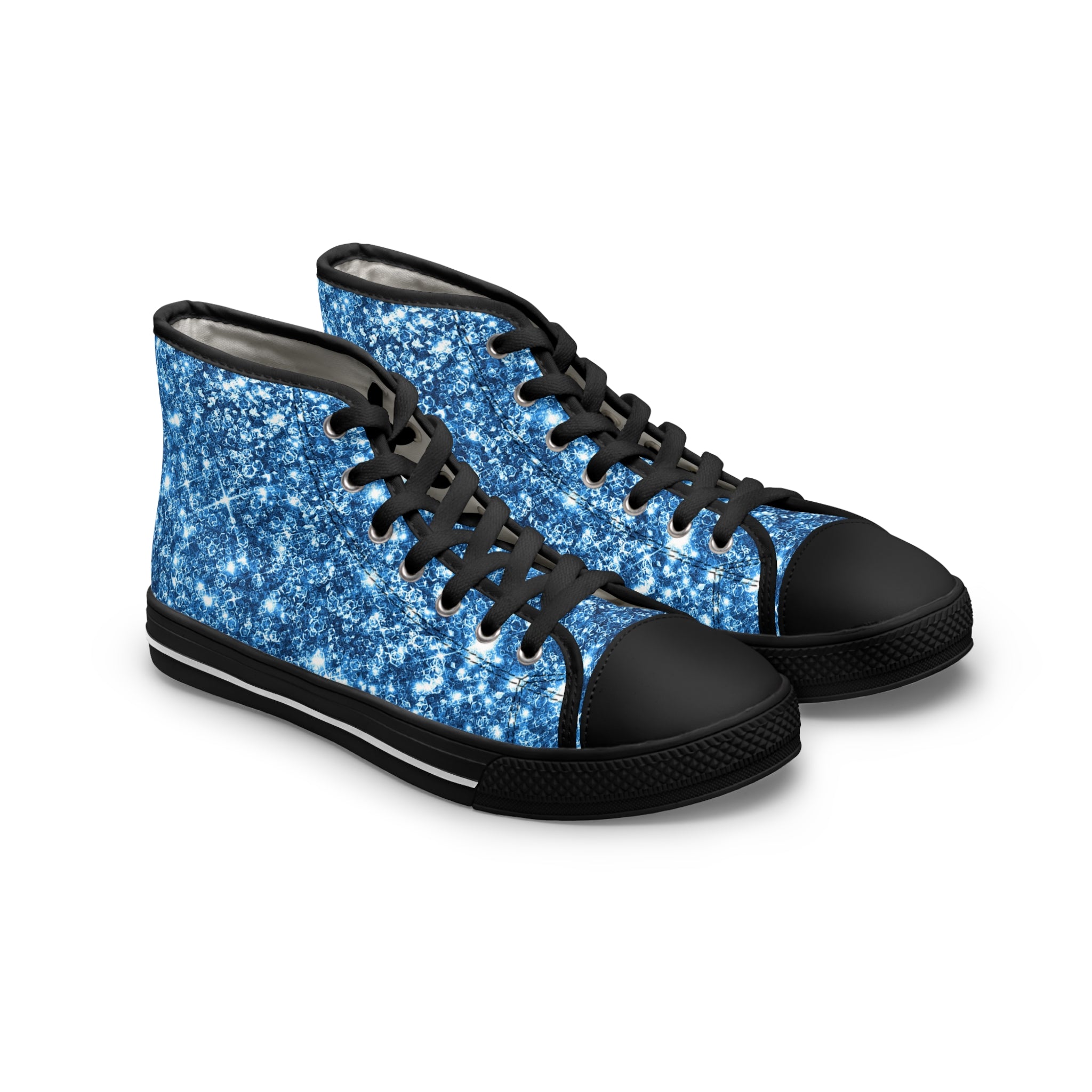 Sparkling Blue Print High Top Sneakers, Casual Footwear, Trendy Shoes, Gift for Her