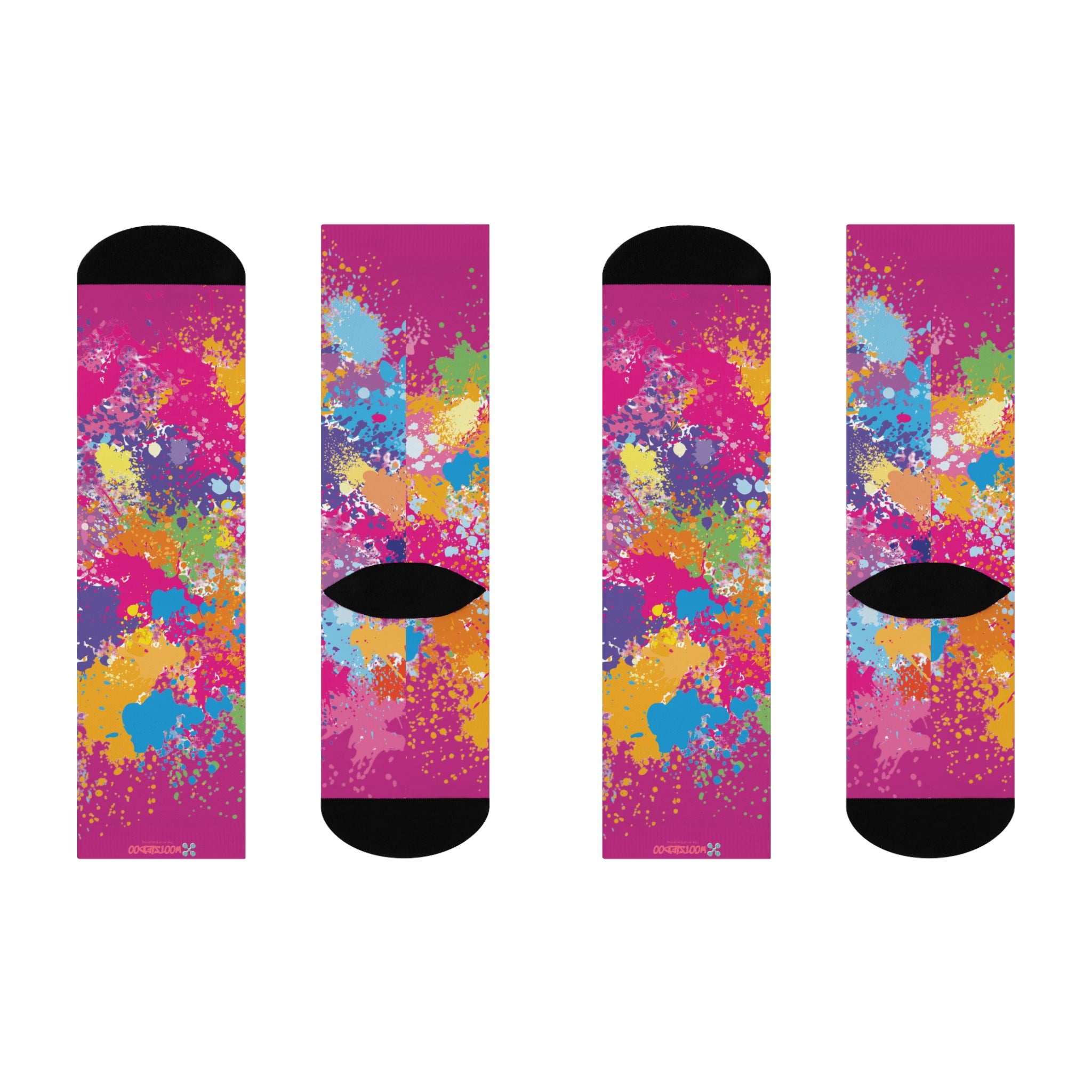 Cushioned Crew Socks, Fun Splash of Paint, Artsy Wootsiedoo Logo, Gift idea