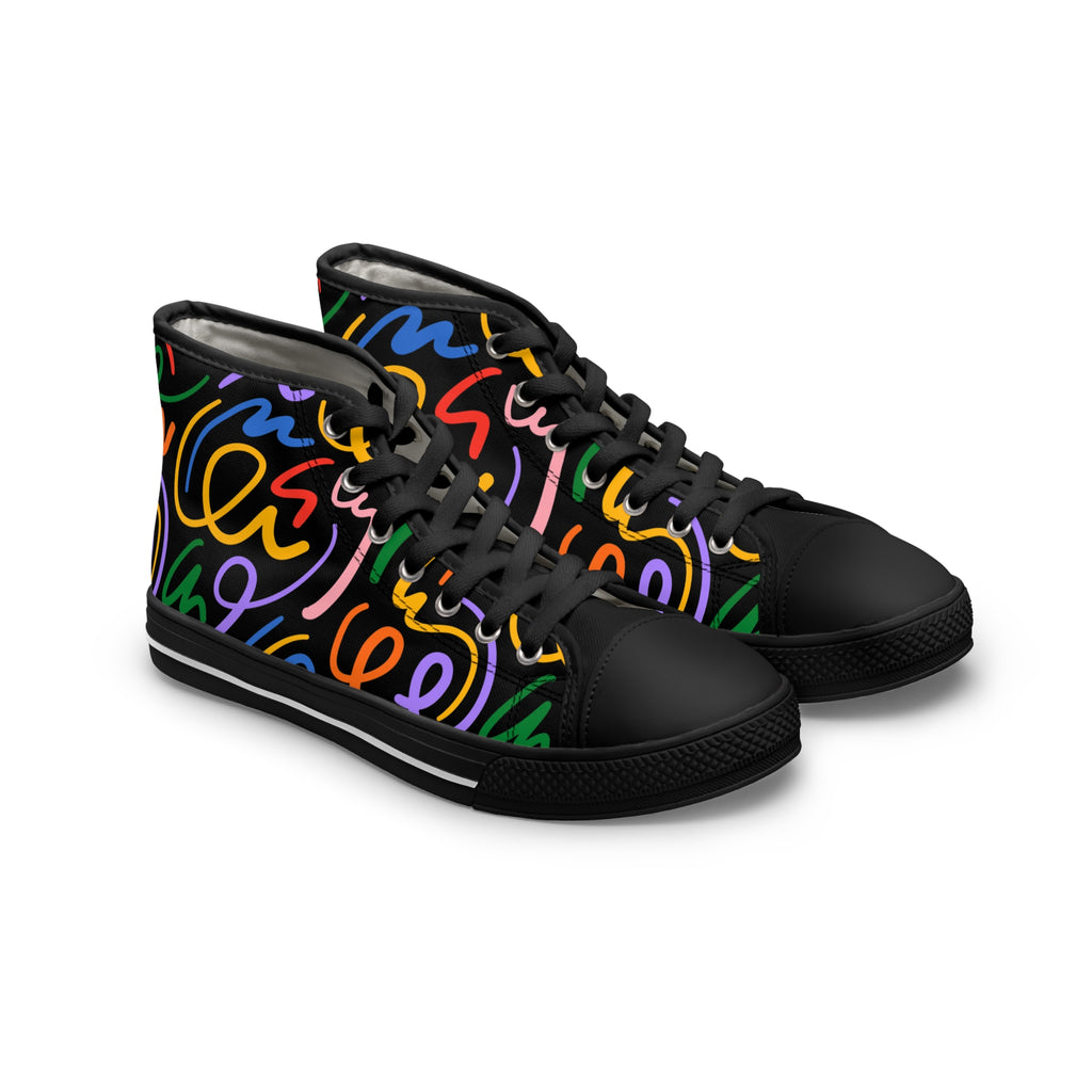 Vibrant Women's High Top Sneakers, Casual Footwear, Street Style, Fashion Lovers