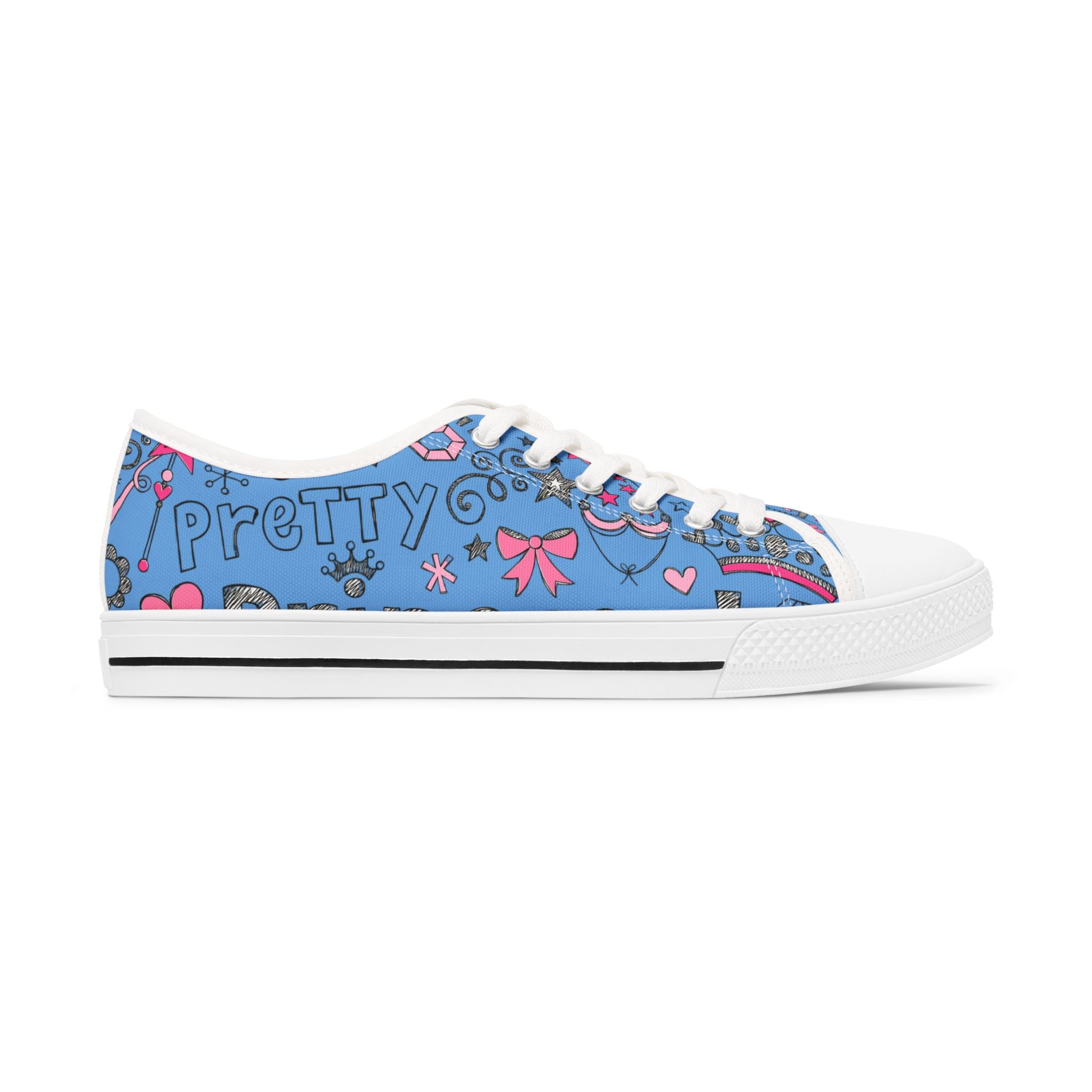 Blue 'Princess' Low Top Sneakers — Cute Girly Casual Shoes for Kids & Teens