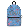 Princess Pattern Backpack — Blue Kids School Bag with 'Princess' Design