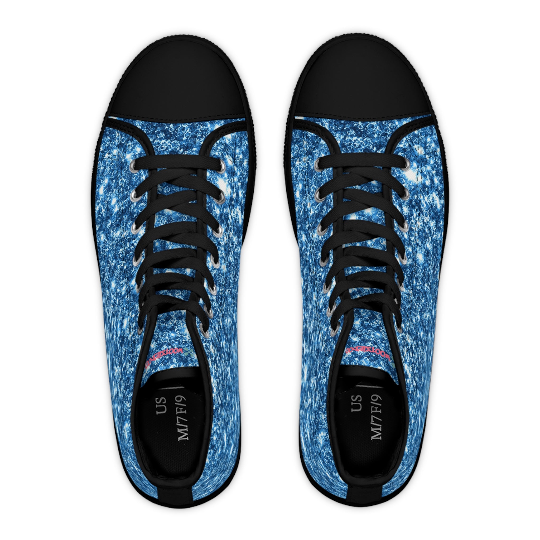 Sparkling Blue Print High Top Sneakers, Casual Footwear, Trendy Shoes, Gift for Her