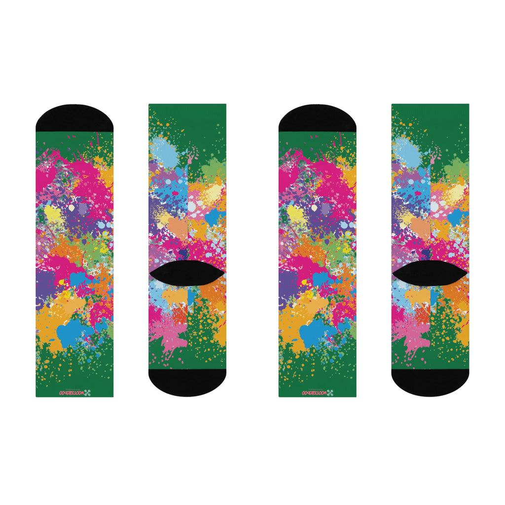 Cushioned Crew Socks, Fun Splash of Paint, Artsy Wootsiedoo Logo, Gift idea