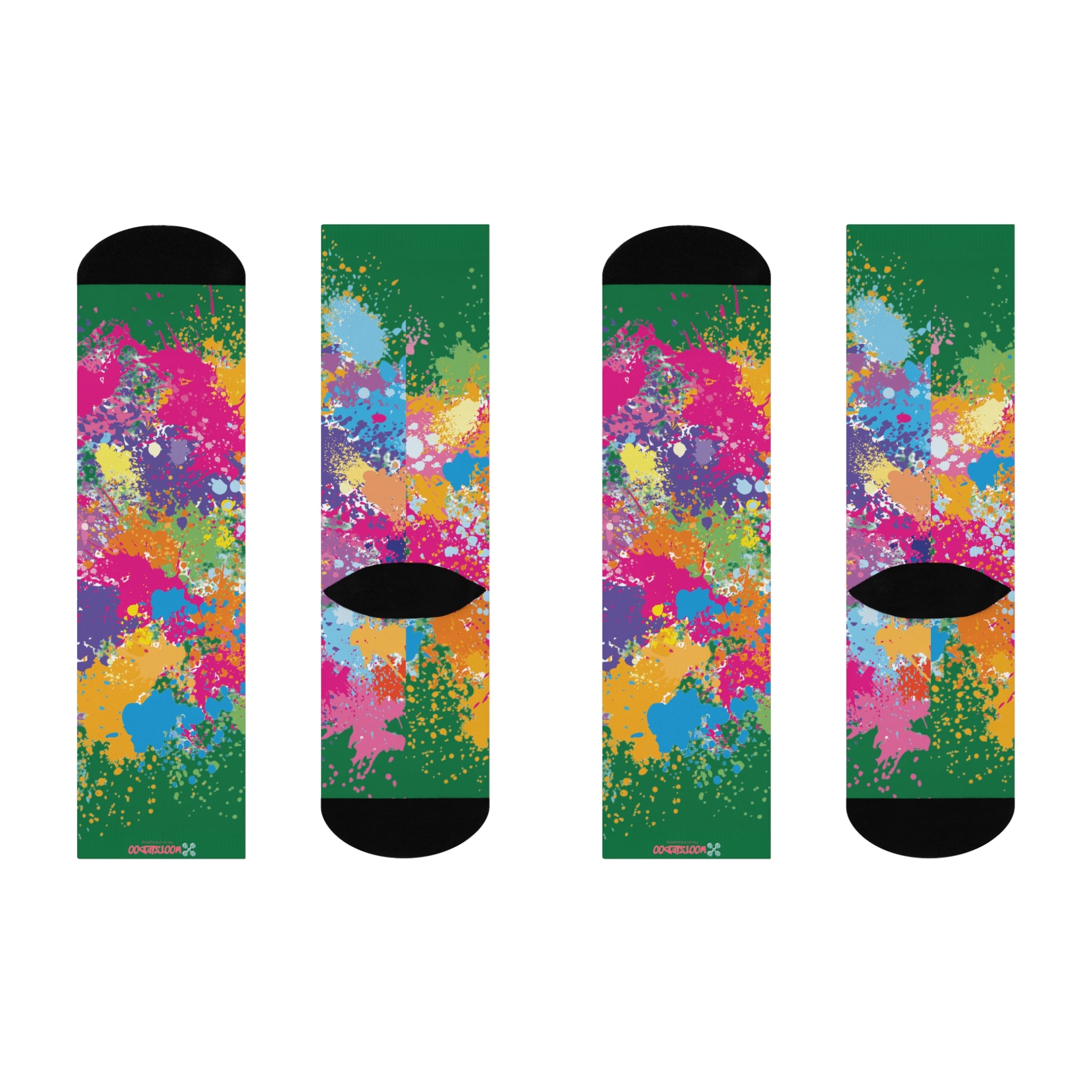 Cushioned Crew Socks, Fun Splash of Paint, Artsy Wootsiedoo Logo, Gift idea