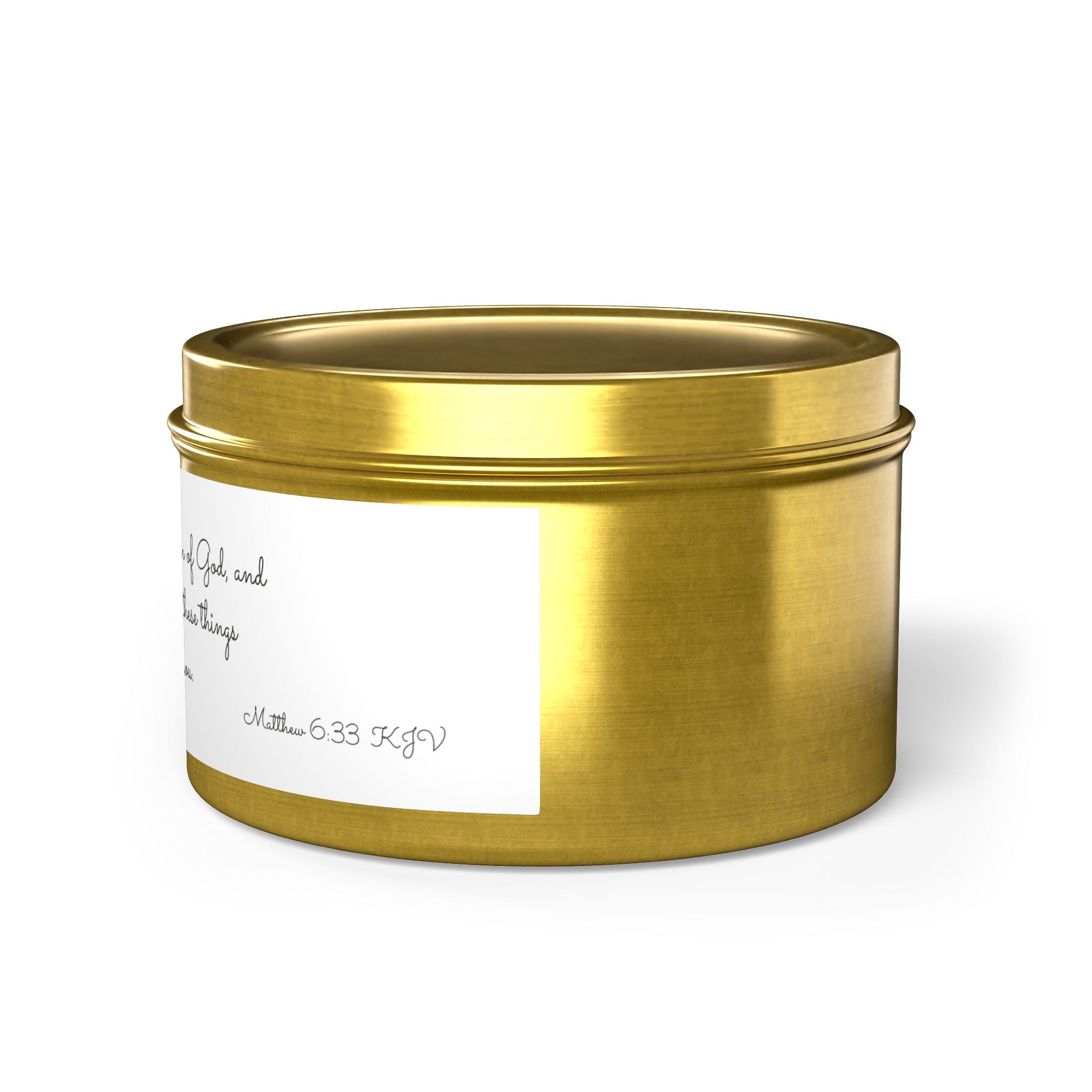 Inspirational Faith Tin Candle — "Seek First the Kingdom" Scented Candle