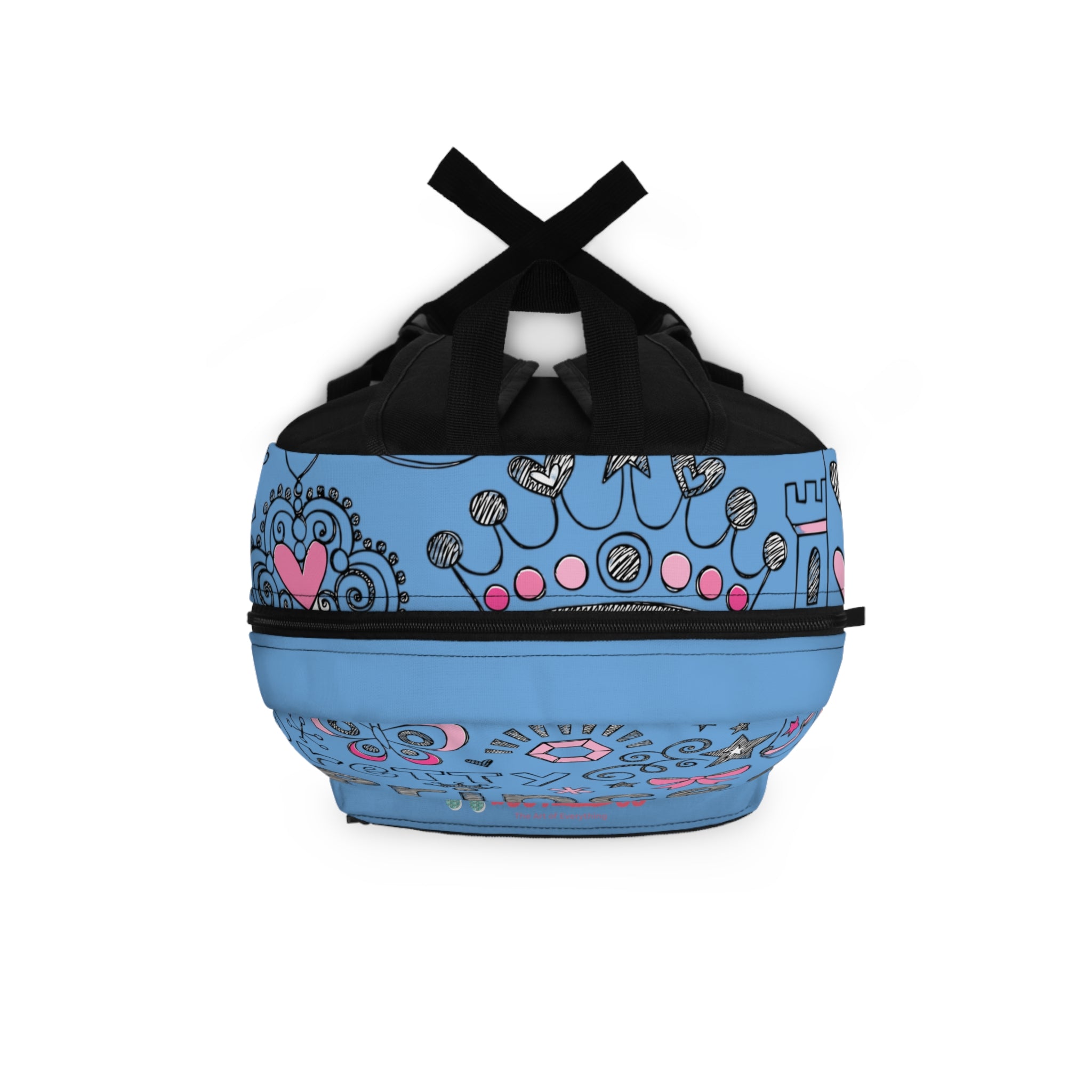 Princess Pattern Backpack — Blue Kids School Bag with 'Princess' Design
