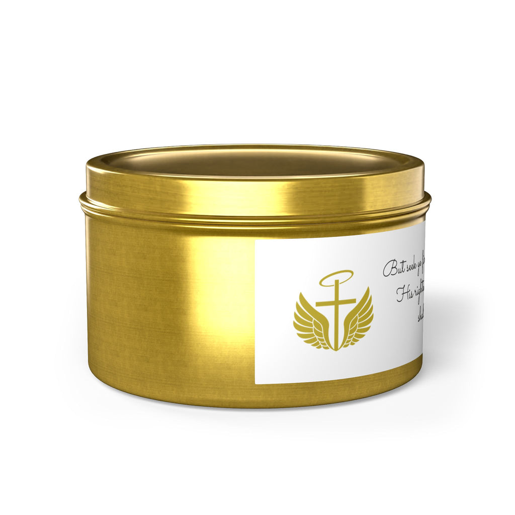 Inspirational Faith Tin Candle — "Seek First the Kingdom" Scented Candle