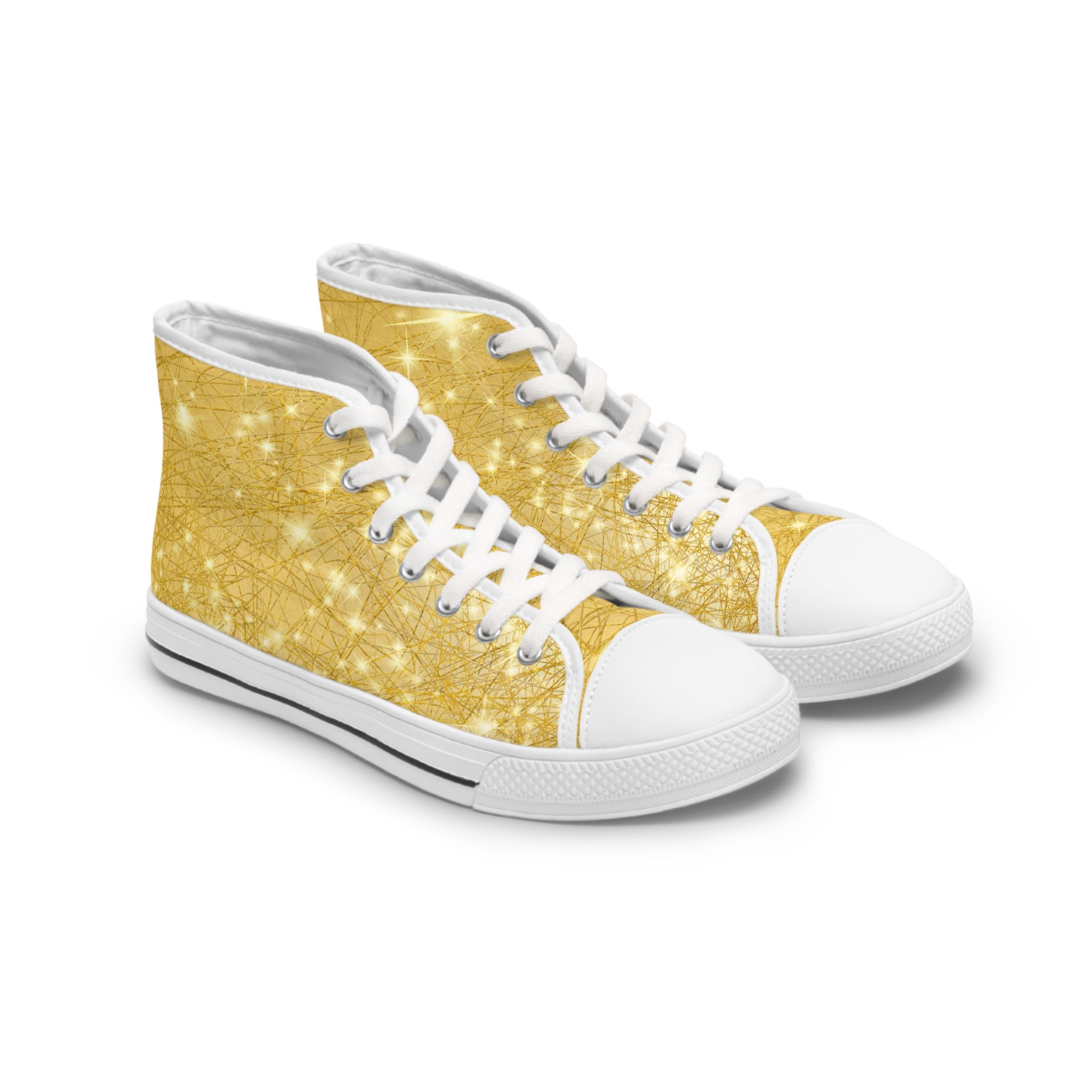 Sparkling Gold Print High Top Sneakers, Fashion Statement, Trendy Gift for Her