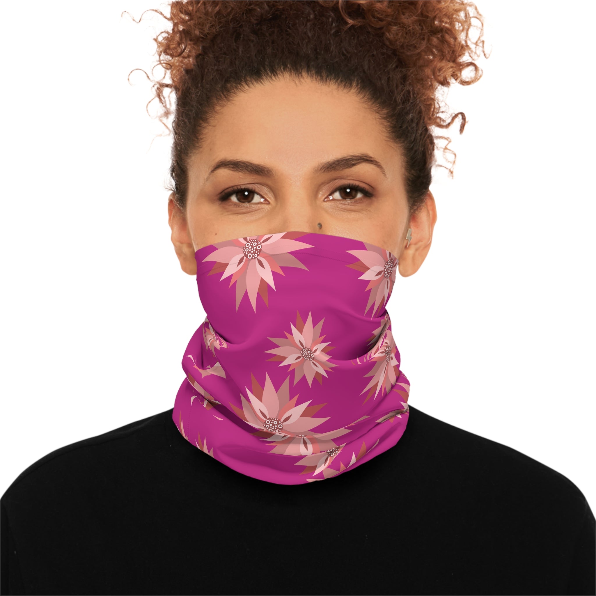 Lightweight Neck Gaiter, Floral Design, Fashion Accessory, Artsy Wootsiedoo Logo