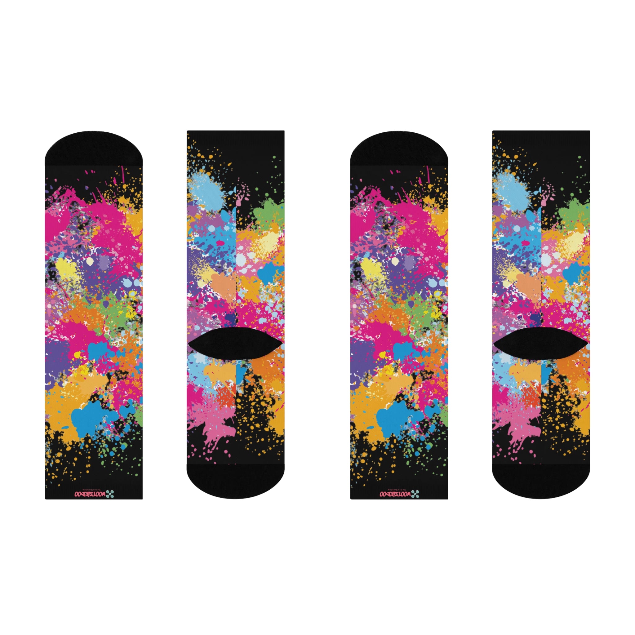 Cushioned Crew Socks, Fun Splash of Paint, Artsy Wootsiedoo Logo, Gift idea