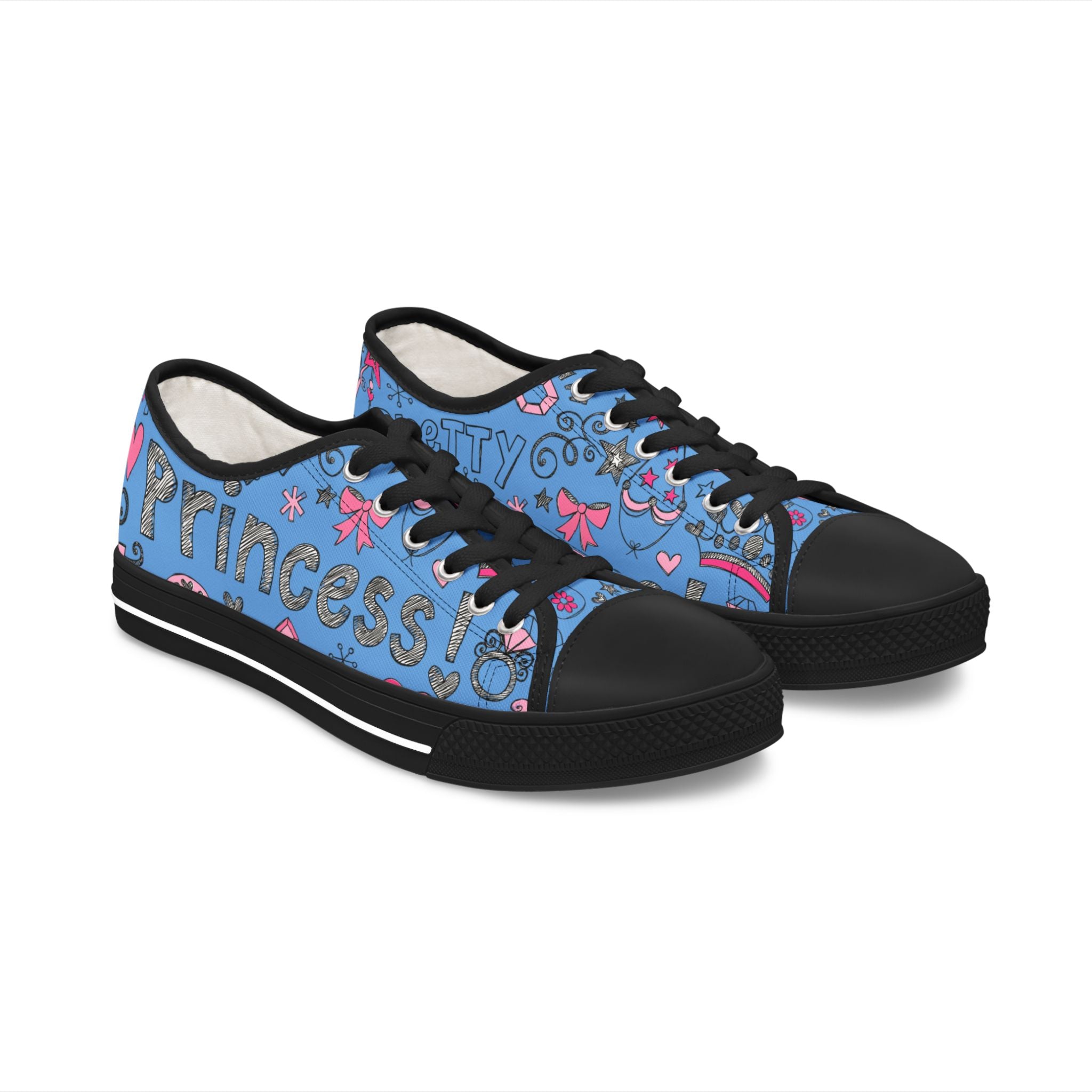 Blue 'Princess' Low Top Sneakers — Cute Girly Casual Shoes for Kids & Teens