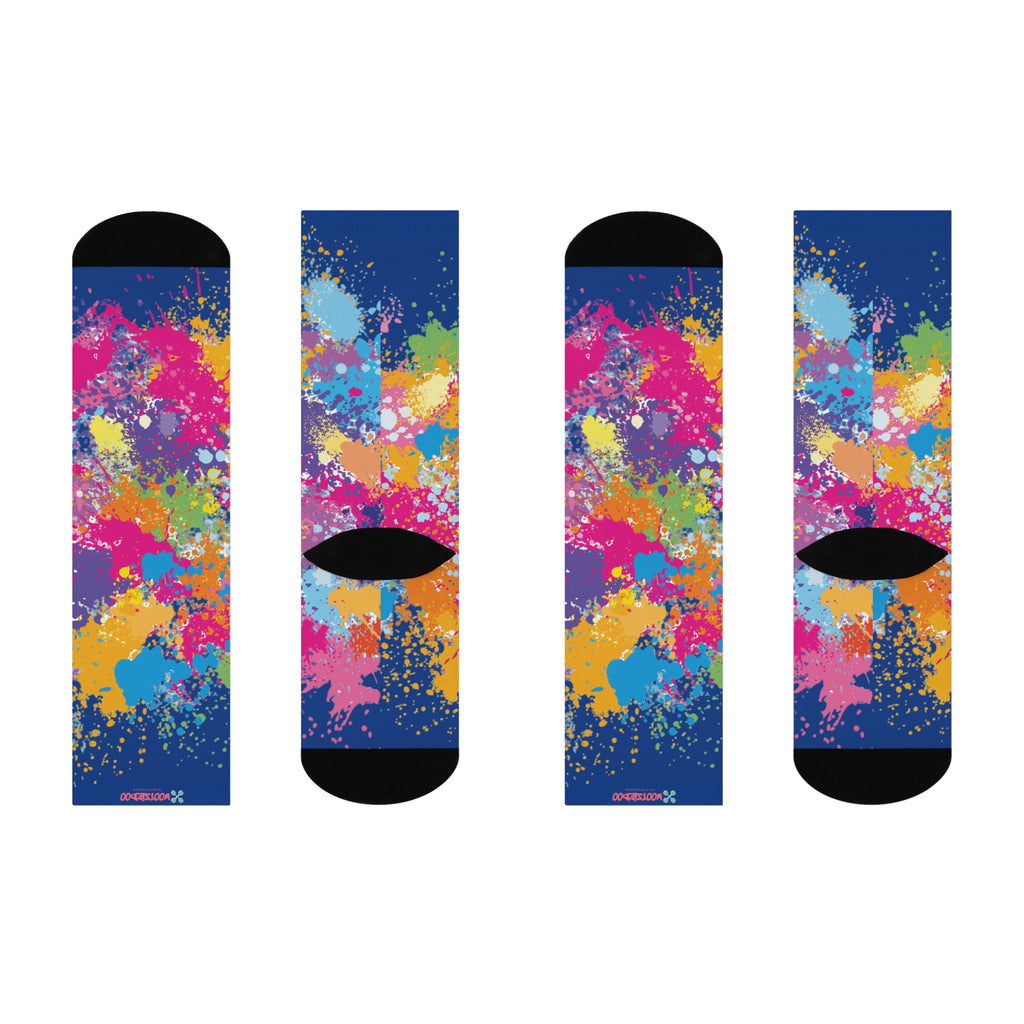 Cushioned Crew Socks, Fun Splash of Paint, Artsy Wootsiedoo Logo, Gift idea