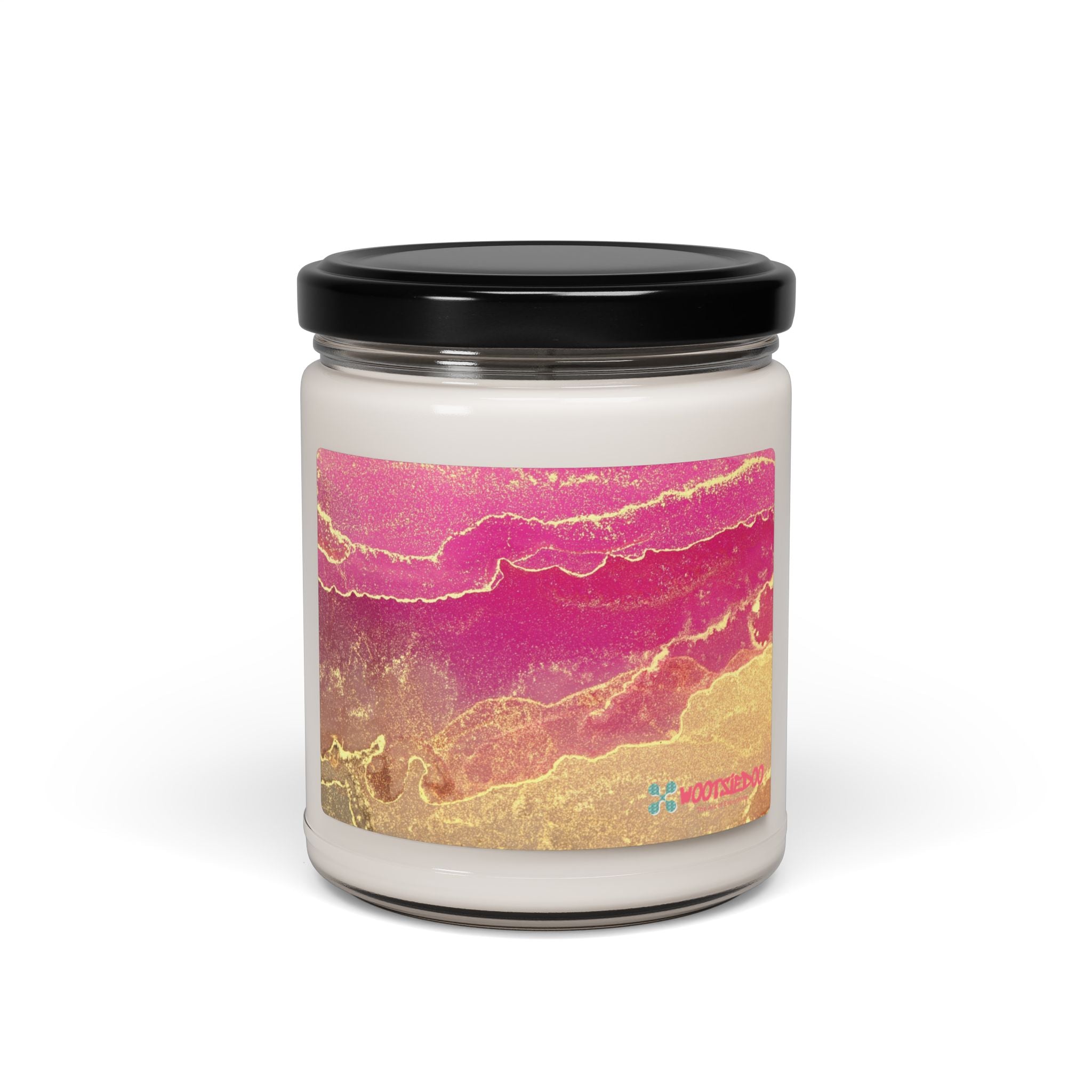 Soy Candle — Pink & Gold Marble Scented Jar (9 oz)