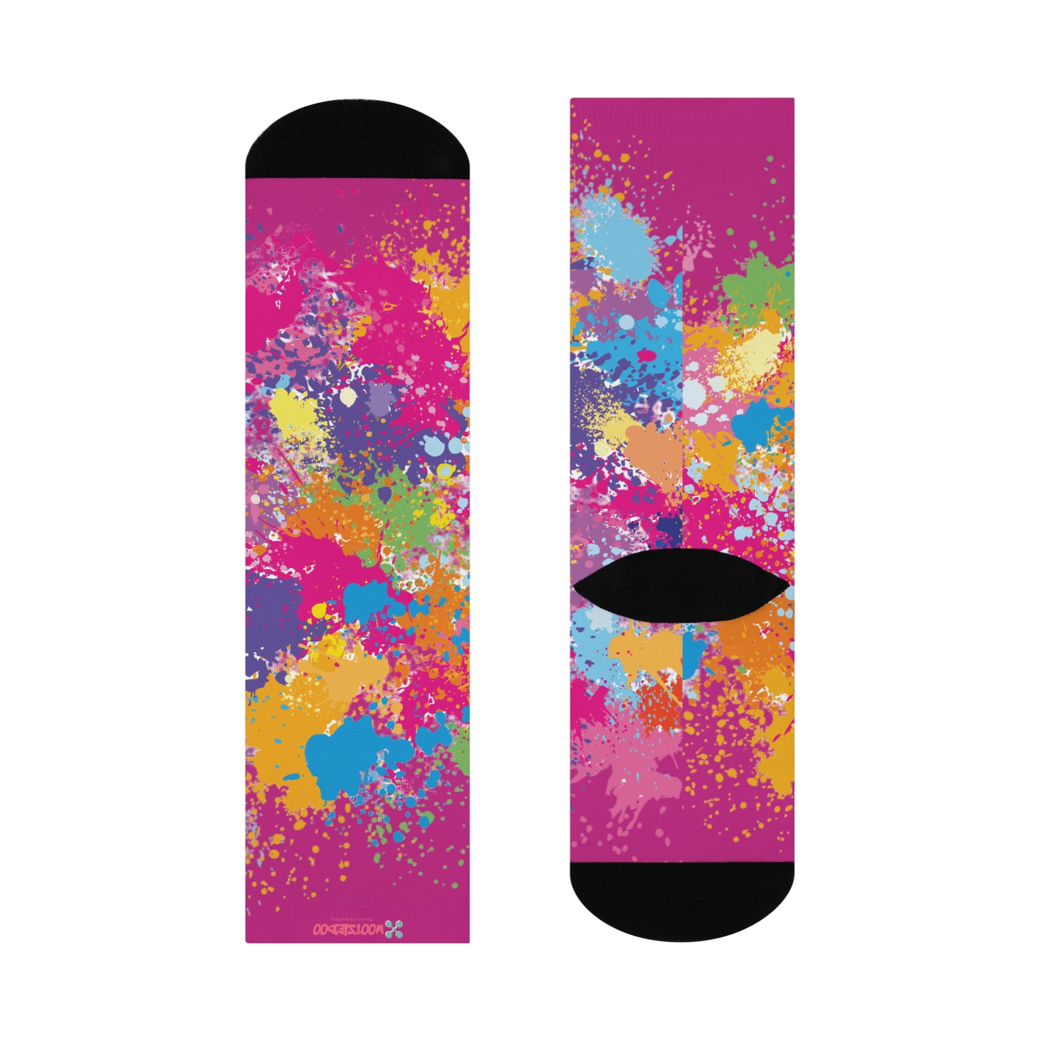 Cushioned Crew Socks, Fun Splash of Paint, Artsy Wootsiedoo Logo, Gift idea