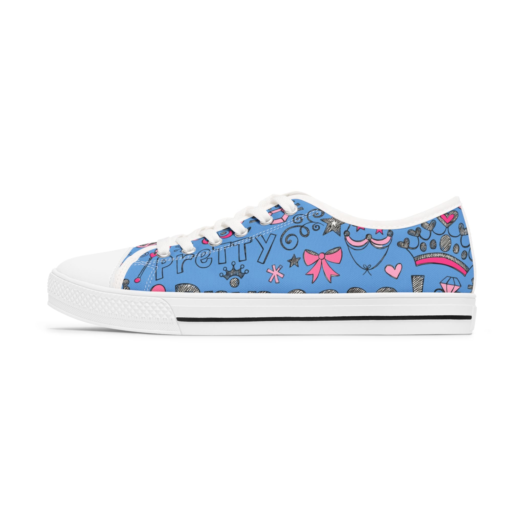 Blue 'Princess' Low Top Sneakers — Cute Girly Casual Shoes for Kids & Teens