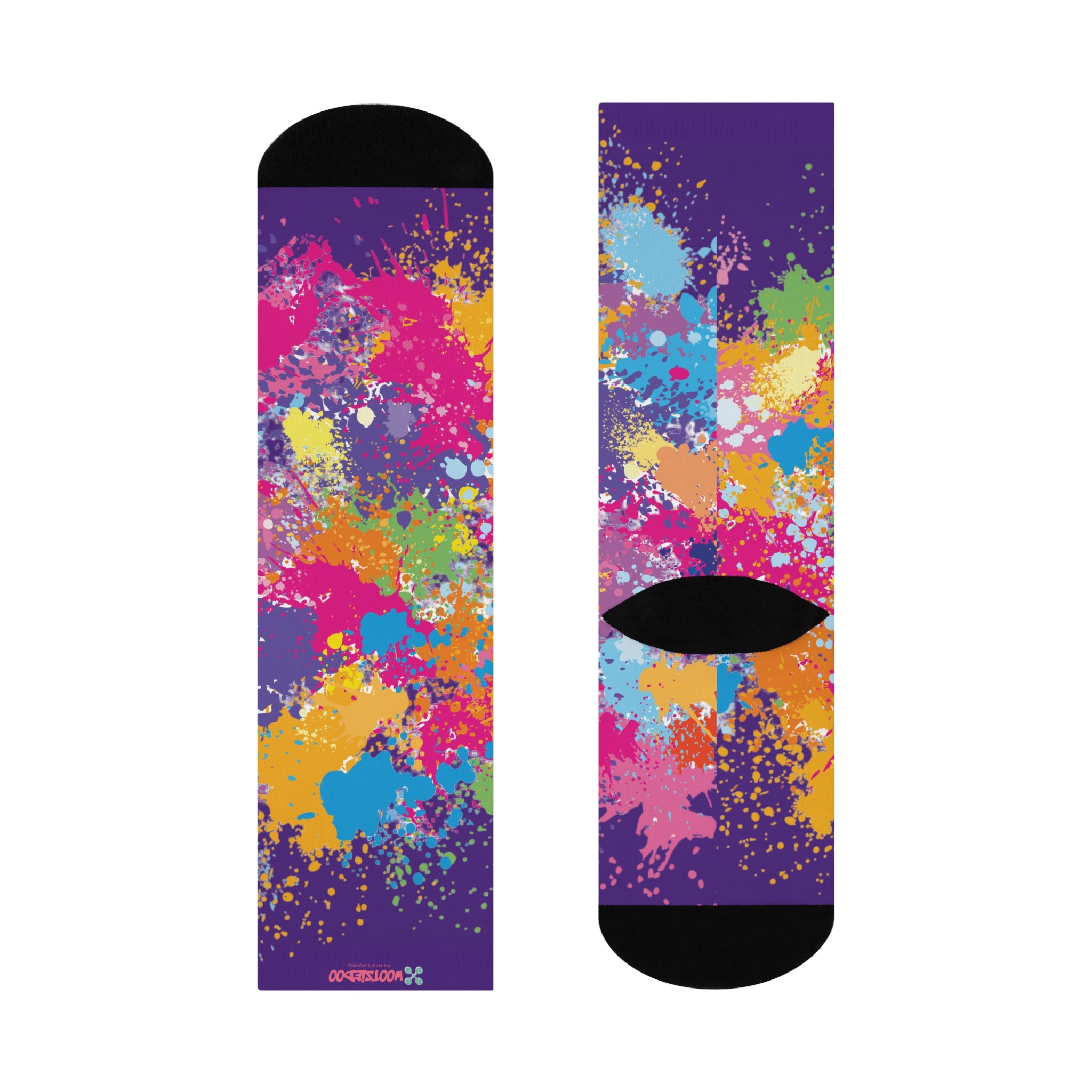 Cushioned Crew Socks, Fun Splash of Paint, Artsy Wootsiedoo Logo, Gift idea